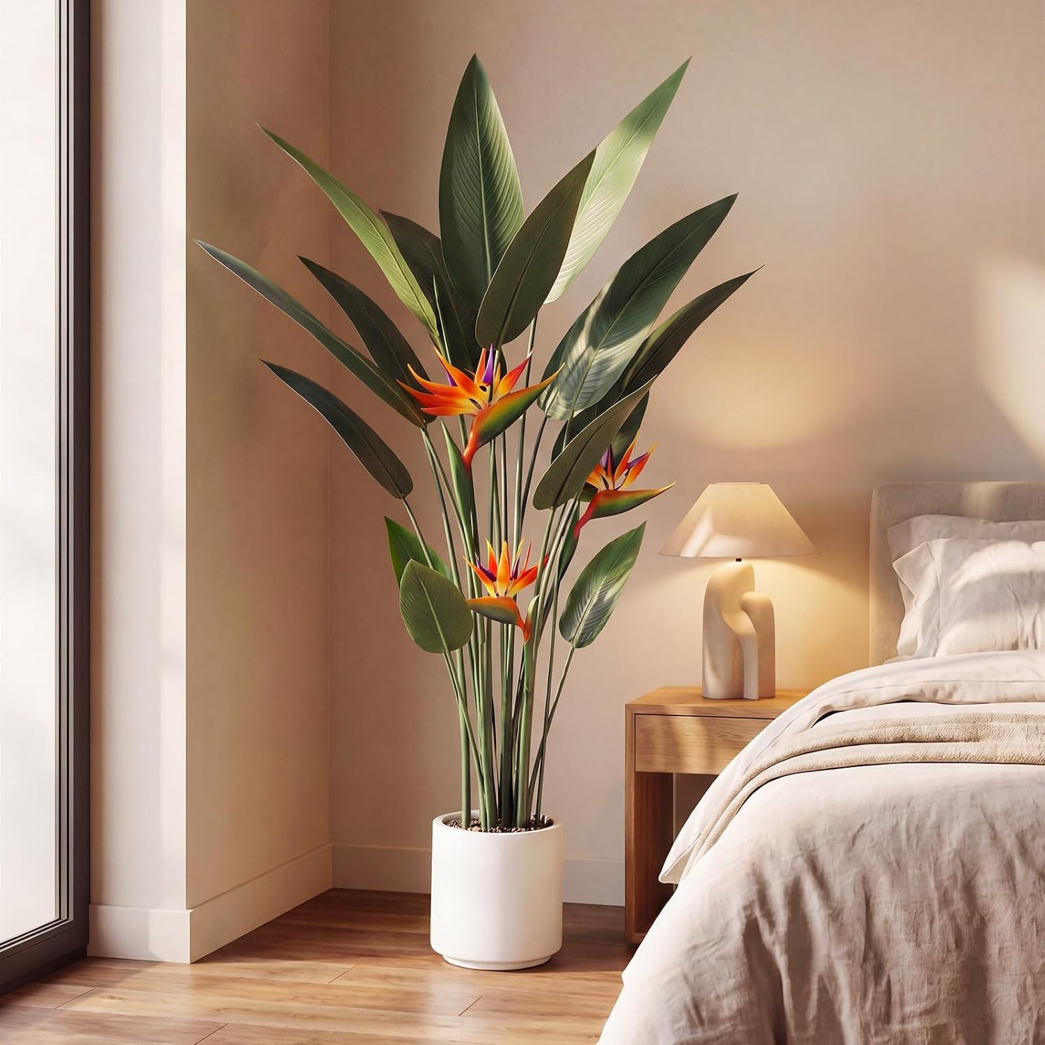 2 Pcs 4 Ft Artificial Bird of Paradise Plant Banana Tree Tall Lifelike Fake Palm