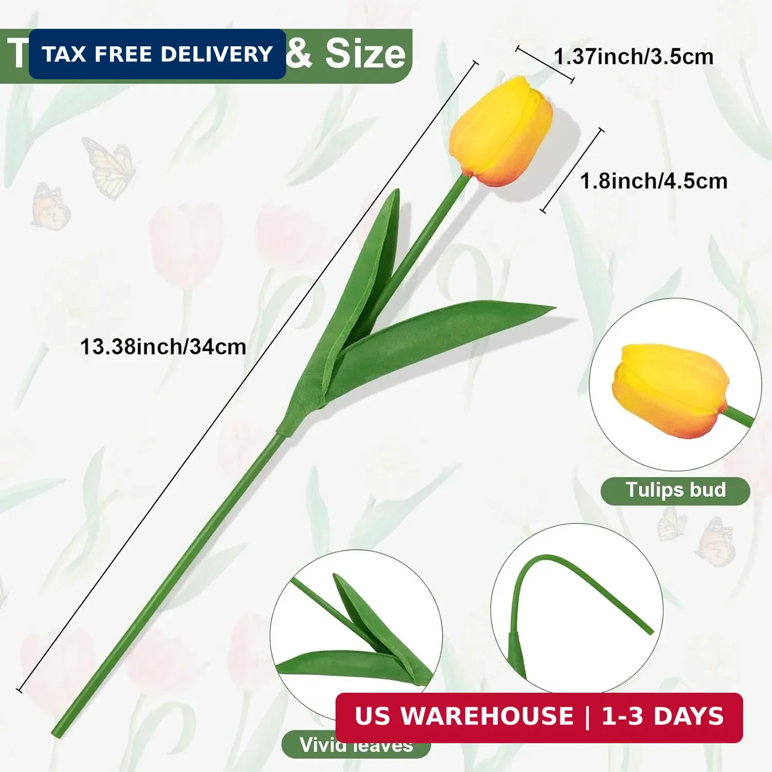 30 Pcs Multicolor Fake Tulips Artificial Flowers for Decoration, Real Touch PU F
