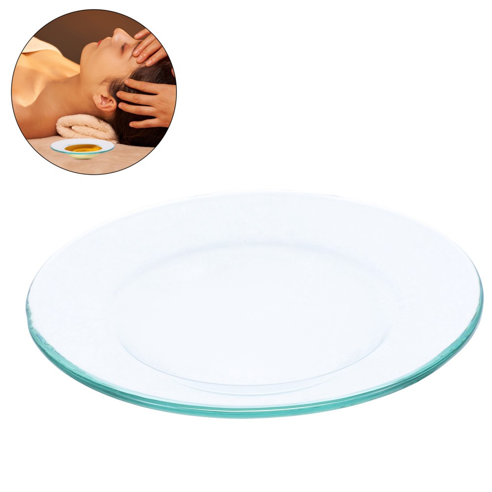 2Pcs Sturdy Glass Wax Warmer Plates Reusable Transparent Replacement Oil Dishes