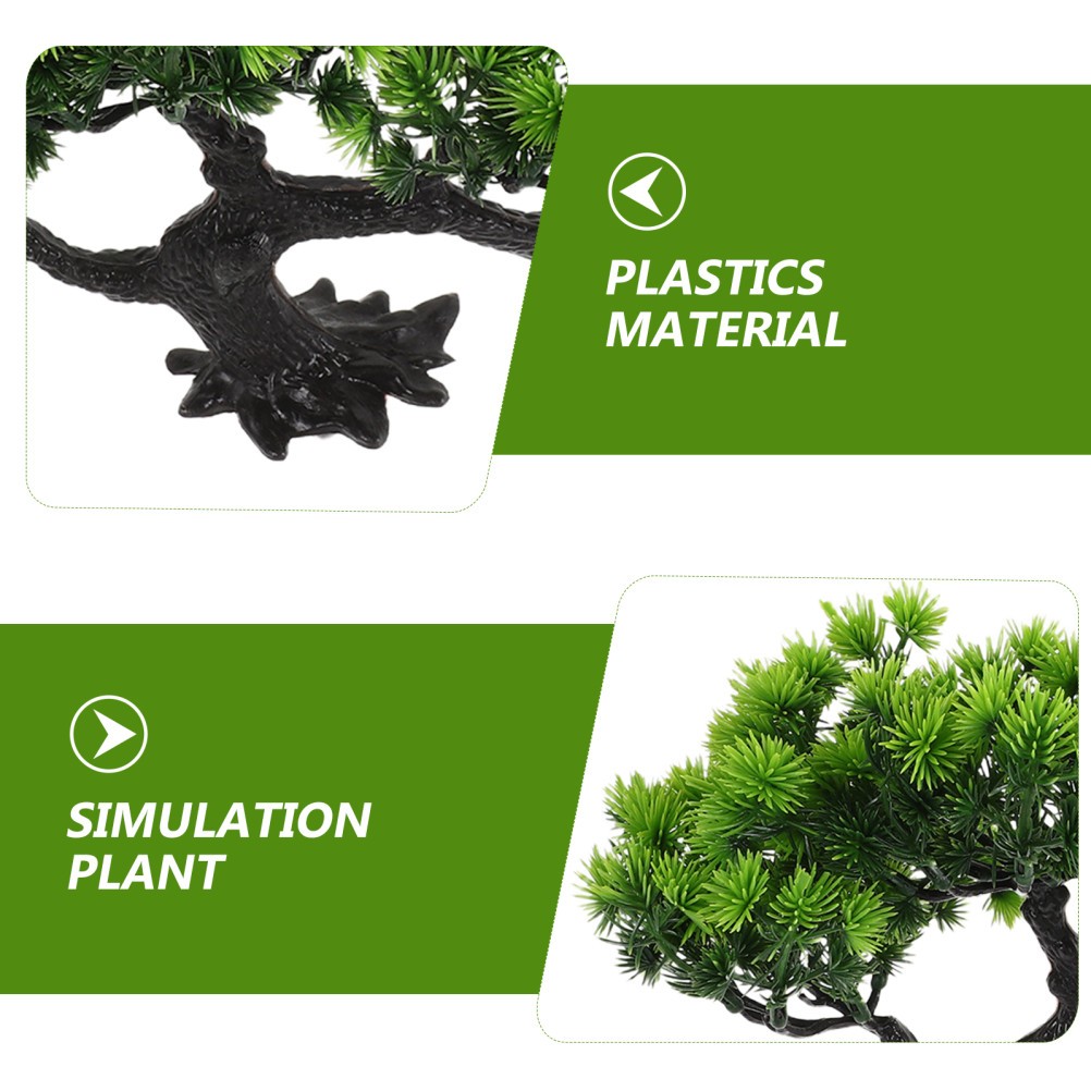 2Pcs Reusable Artificial Green Bonsai Tree Plastic Decor for Zen Garden