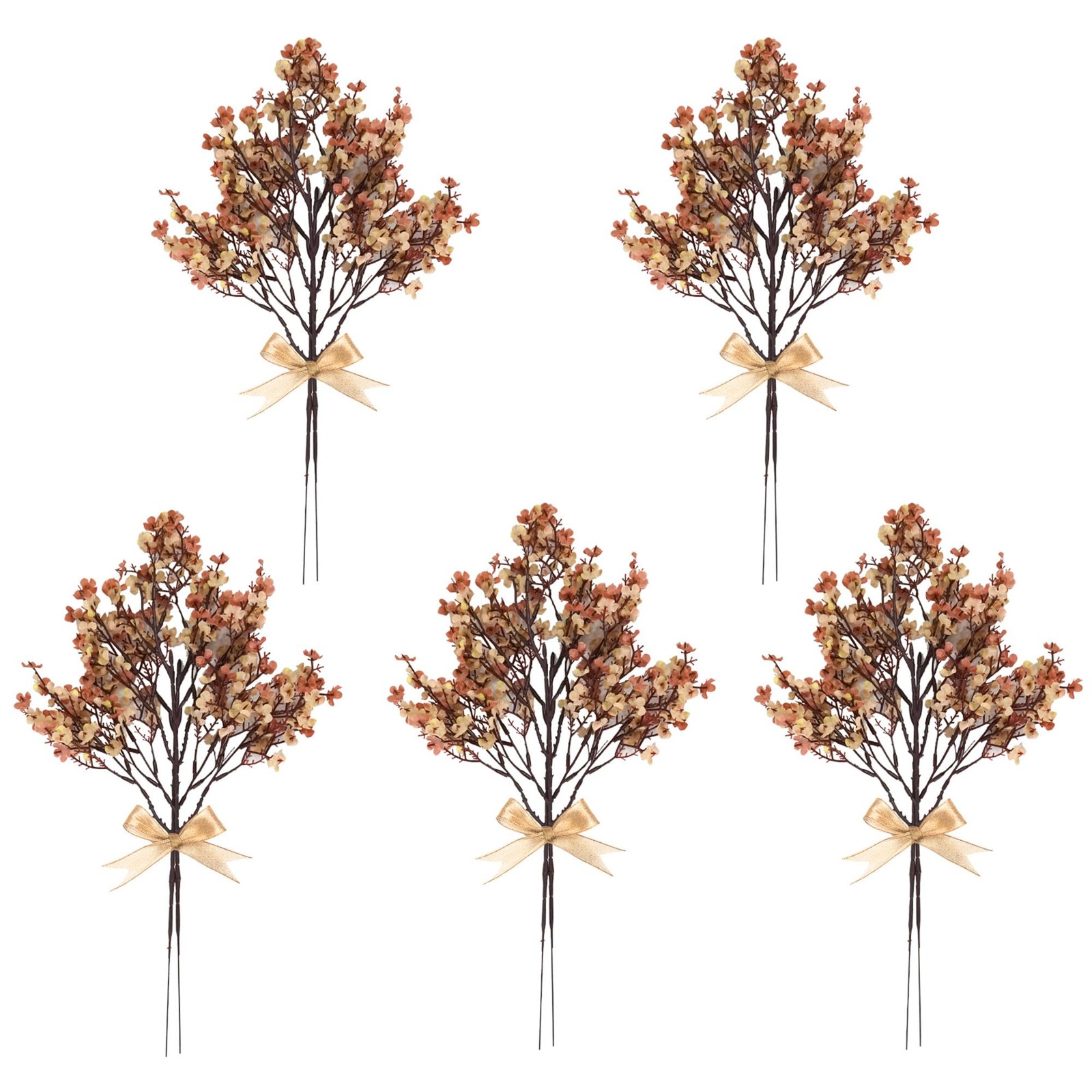 10 PCS Babys Breath Artificial Flowers Fake Silk Floral Decor Beige Brown