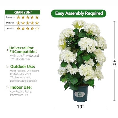 Faux Hydrangea Tree 30in Tall 2 Pack White Flowers