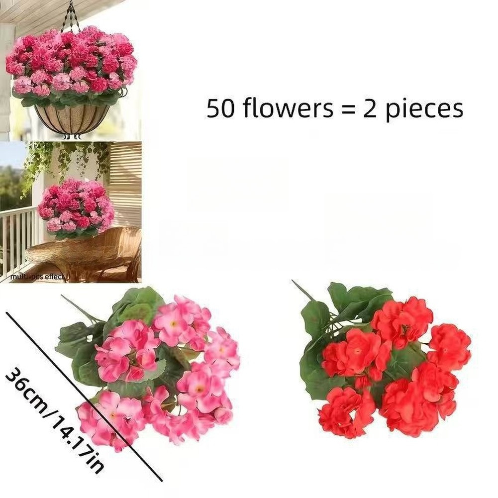 Red Red White Begonia Flower 36cm Plastic Table Decor for Wedding Event