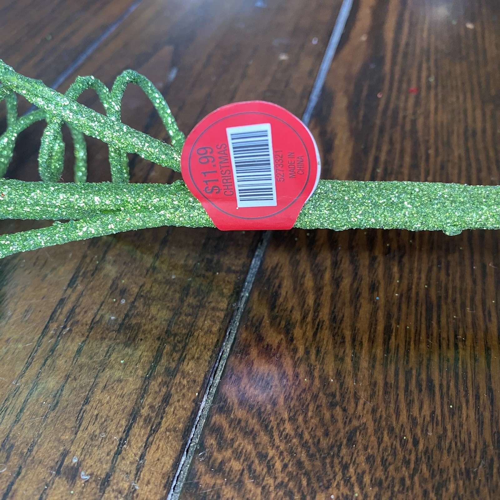 Set Of 6 Floral Picks Glitter And Curls 24” Wired Grinch