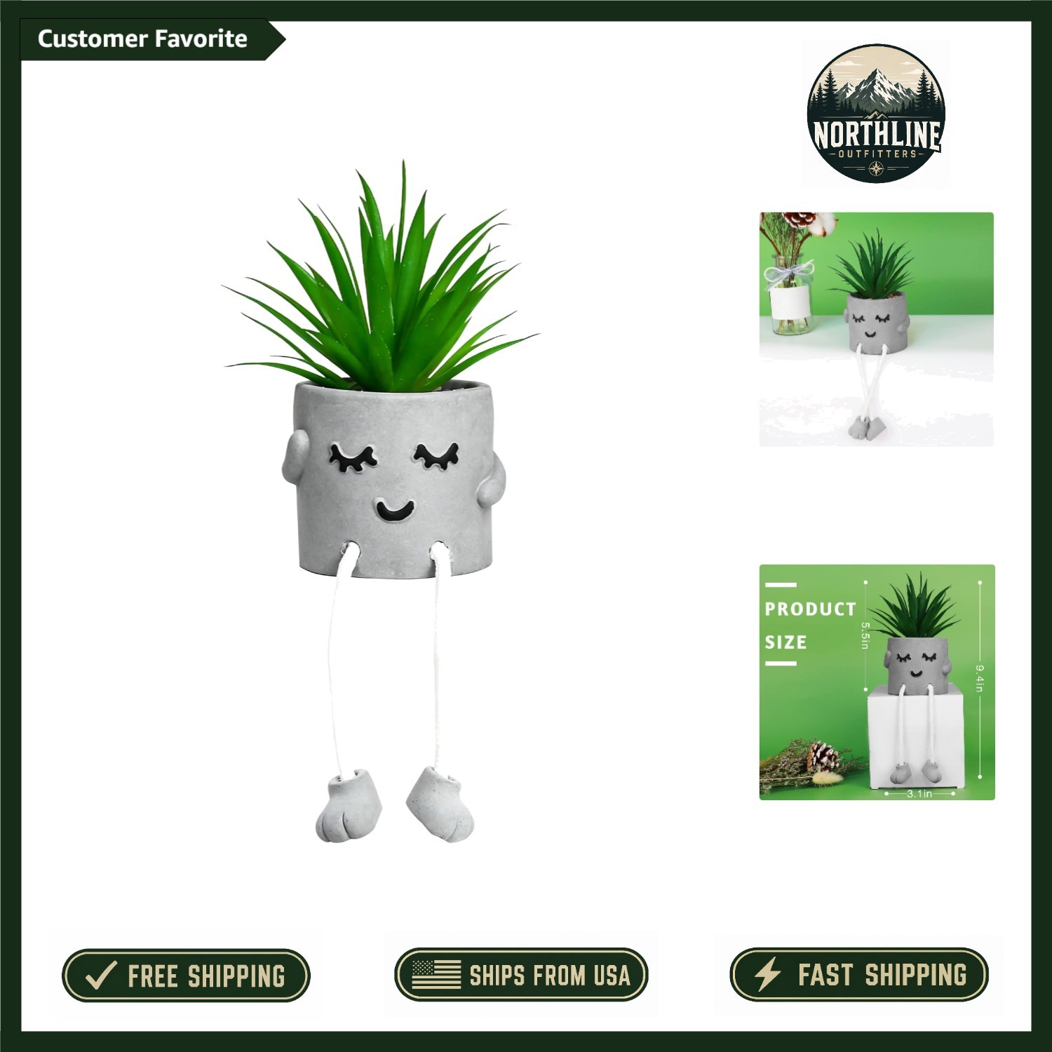 Small Decorative Fake Succulent Plant in Cement Pot – Ideal for Shelf Accent