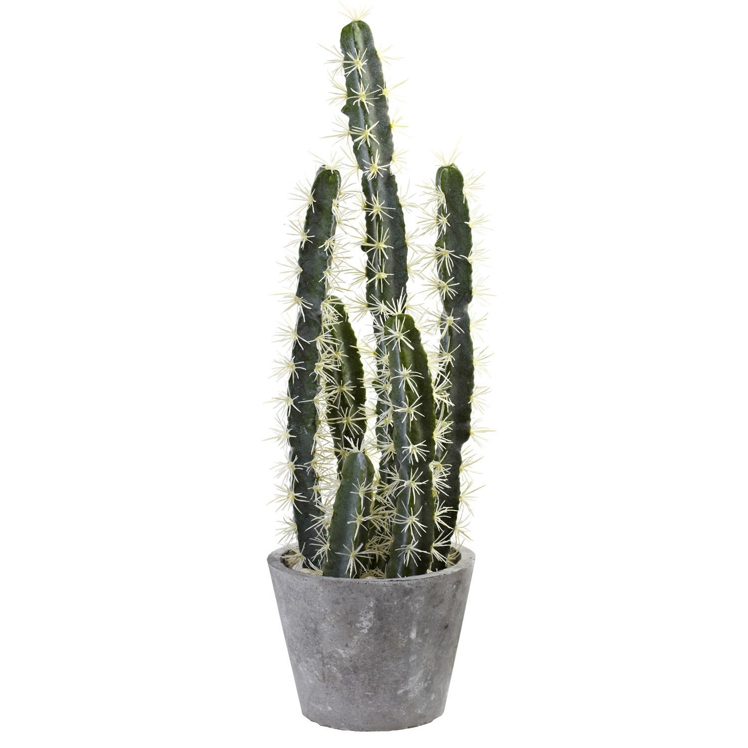 LARGE TALL ARTIFICIAL CACTUS REALISTIC FAKE TROPICAL PLANT w/ CEMENT VASE POT