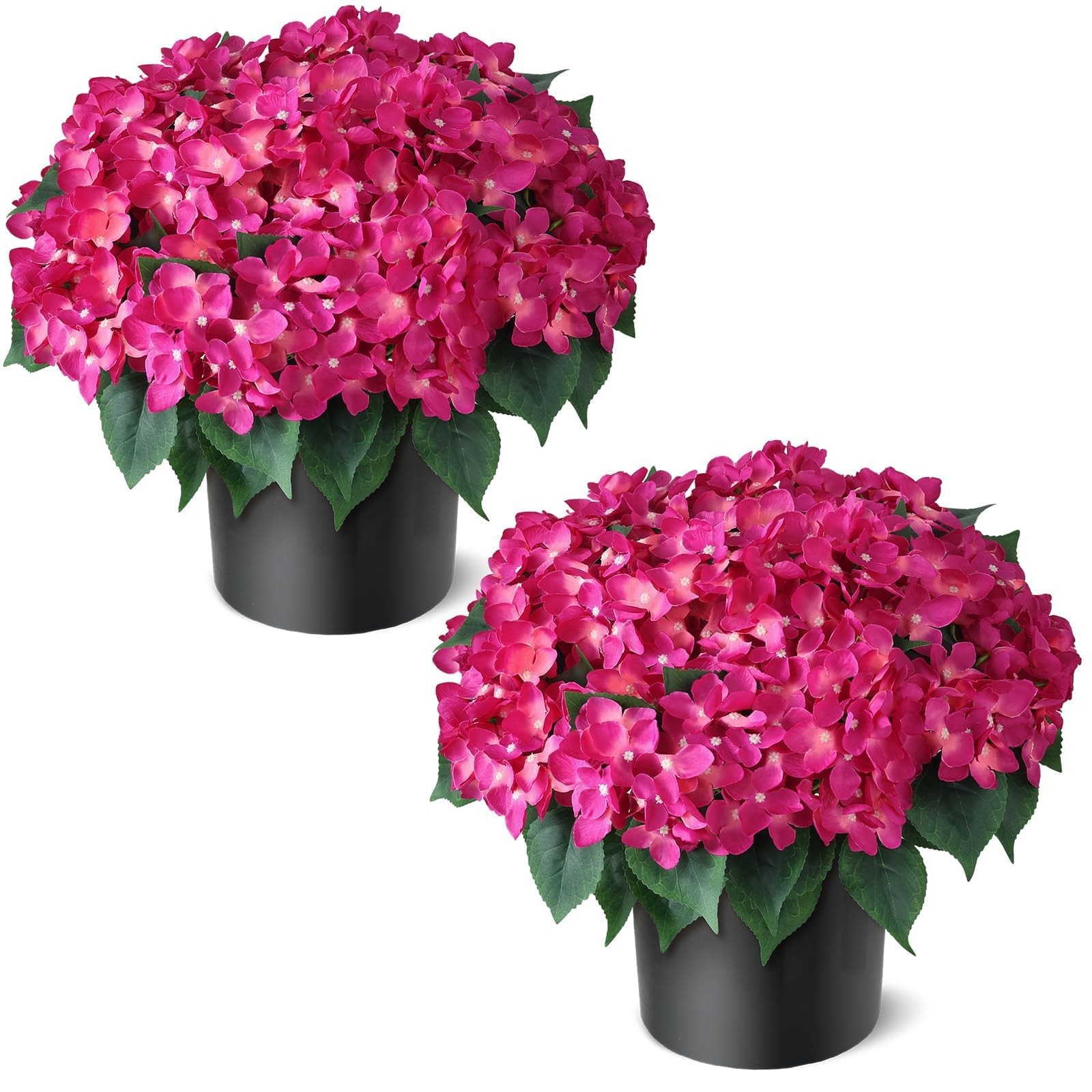 Artificial Hydrangea Flower Topiary Trees – 2 Sets Faux Silk Flower Potted Pl