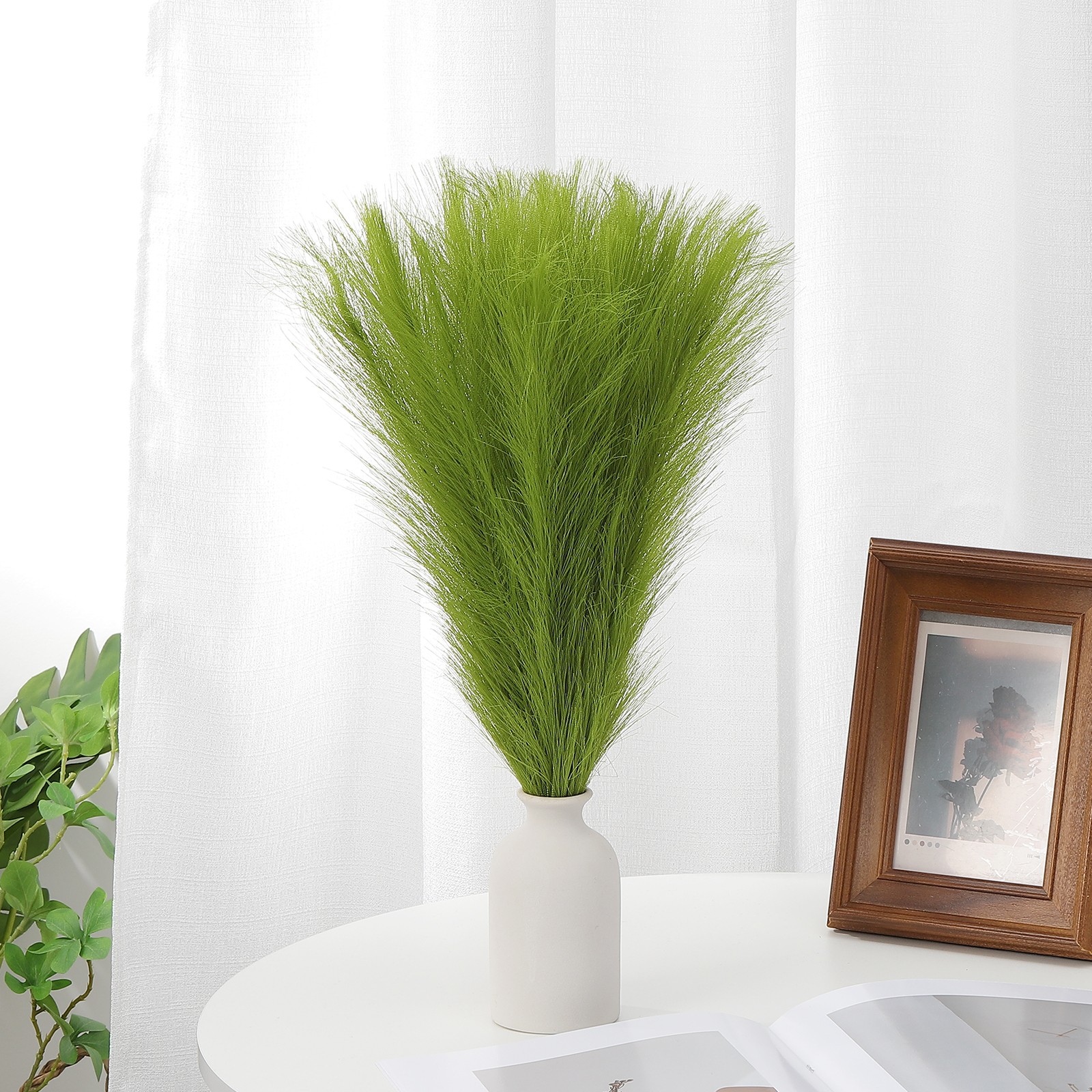 17.7in Pampas Grass Decor, 50pcs Artificial Pampas Grass Bulk, Green