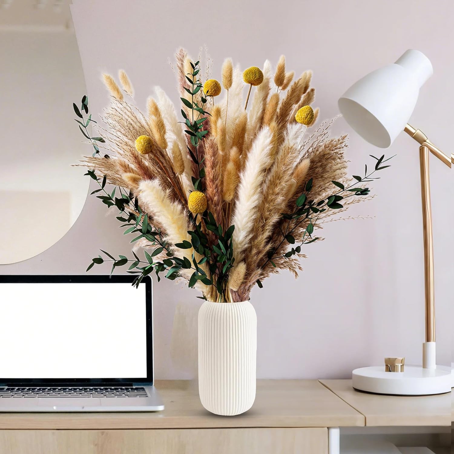 Dried Flowers Bouquet – Olive Green Wall Decor, Pampas Grass Bouquet,
