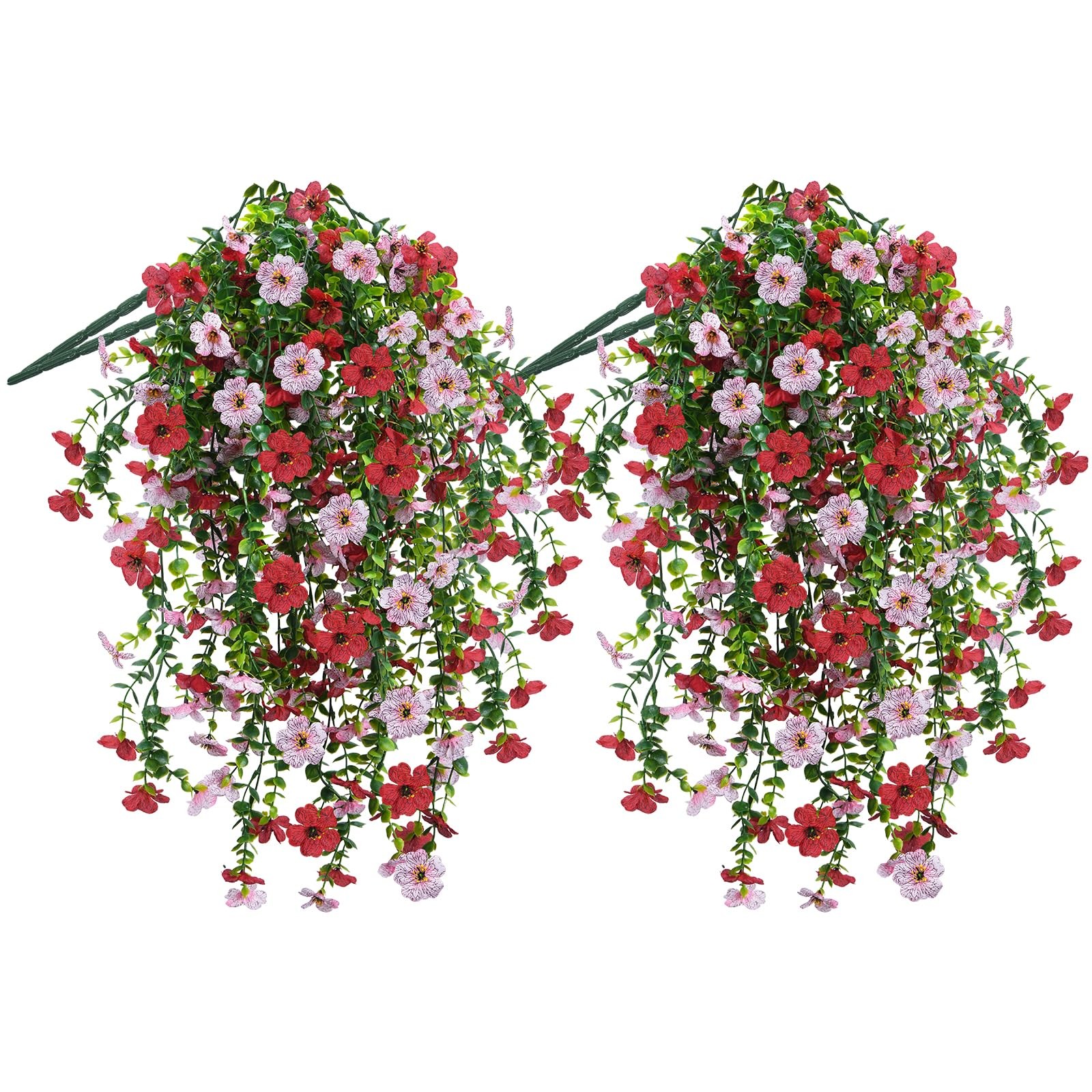 4 Pcs Artificial Hanging Flowers for Outdoors in Pot, 30in UV Resistant Faux