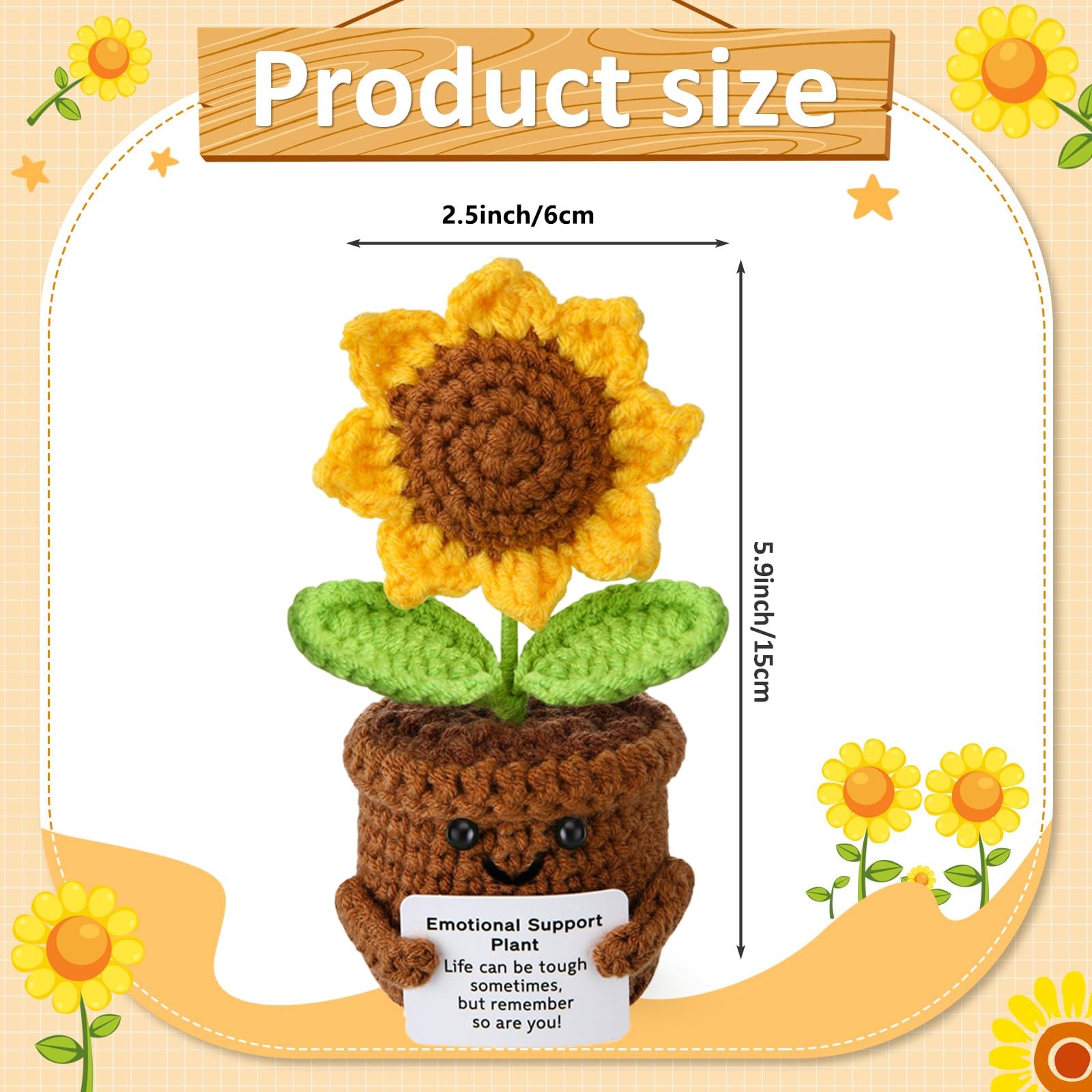 Emotional Plush Plant Crochet Sunflower Gifts for Mom Teacher Coworker Friend…