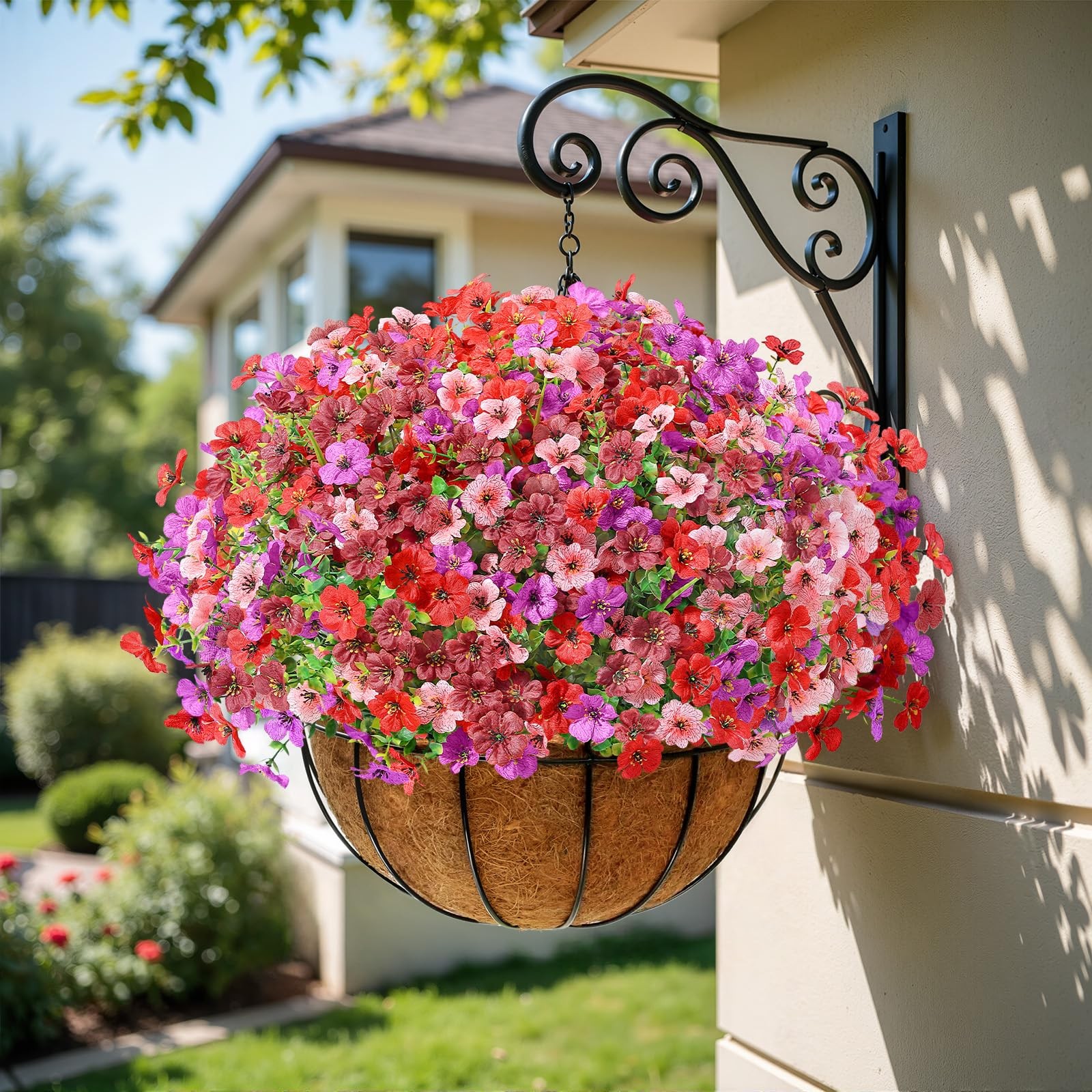 24 Bundles Artificial Flowers for Outdoors Decoration, UV Resistant Silk Faux…