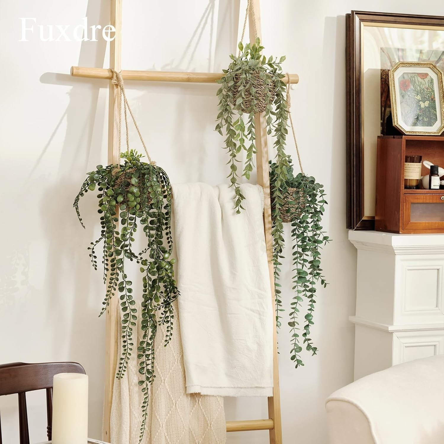 Charming 3 Pack Artificial Hanging Plants in Baskets for Stylish Home Decor