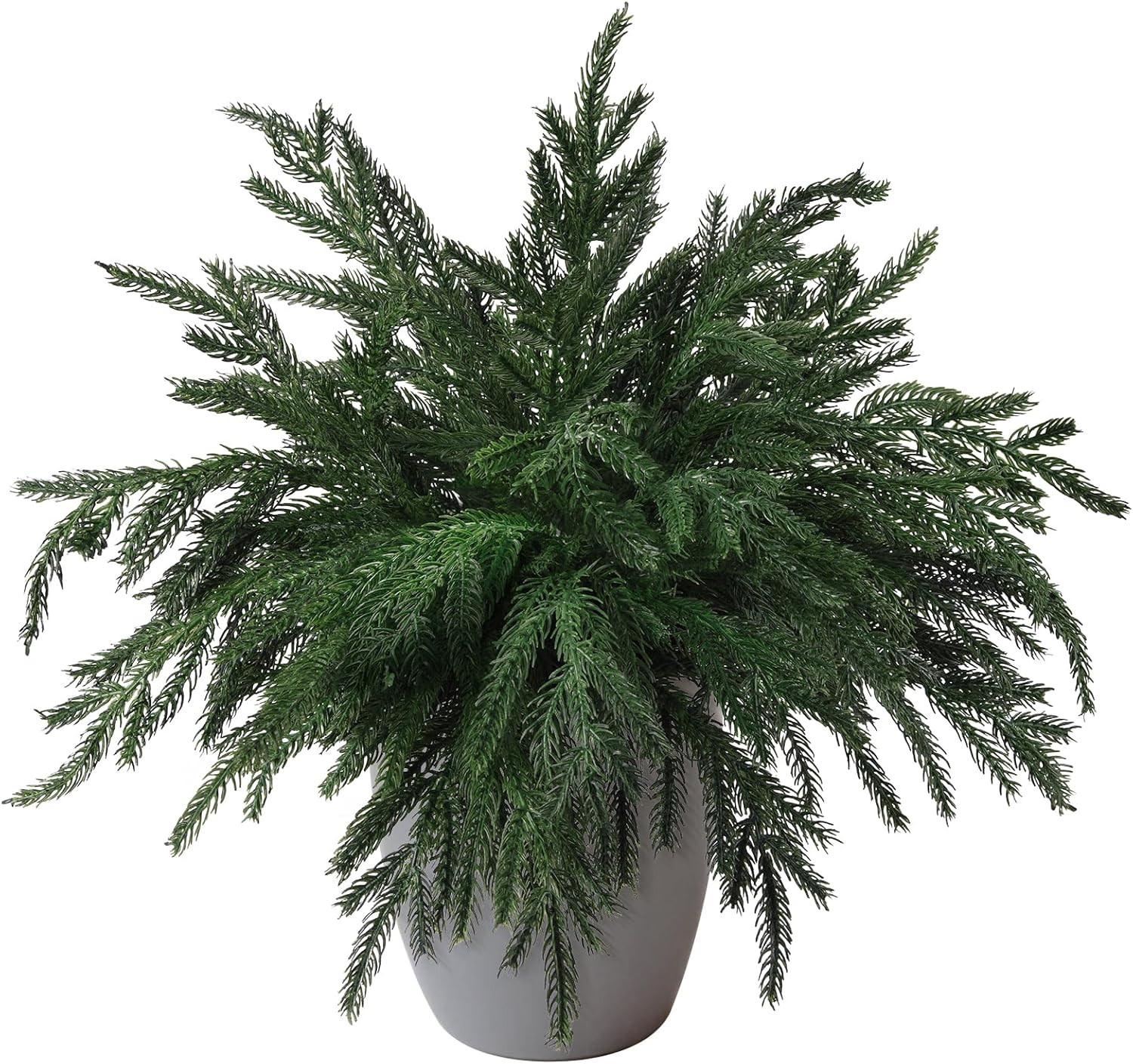 10PCS Christmas Norfolk Pine Stems, Real Touch 15 Inch Artificial Green