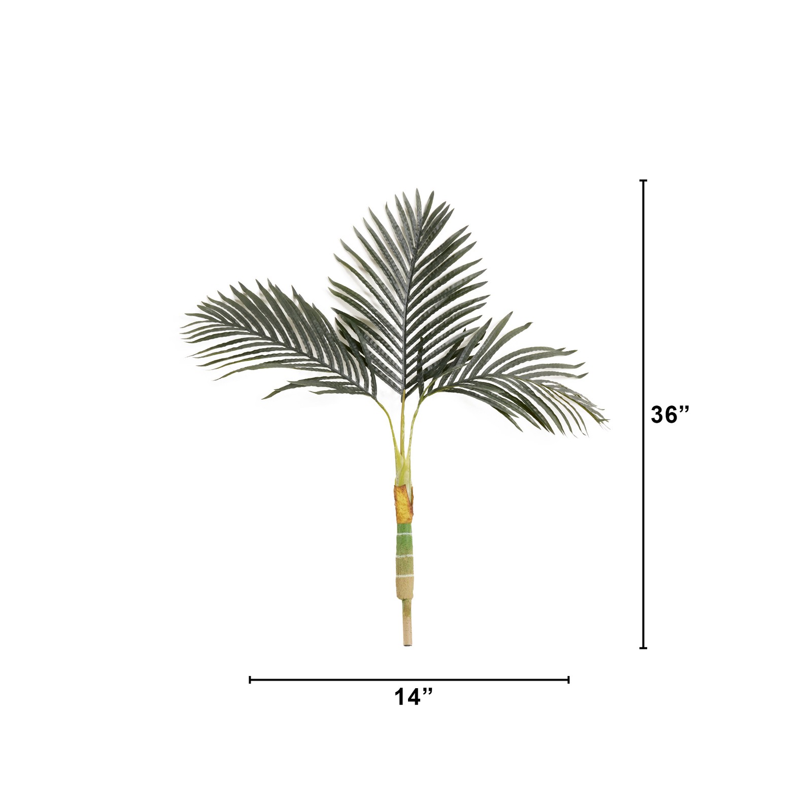 Nearly Natural 3ft Artificial Golden Cane Palm Tree (No Pot) in Green