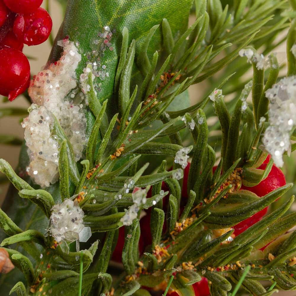 Lot of 2 Artificial Snowy Pine 16″ Spray with Berries and Pinecone