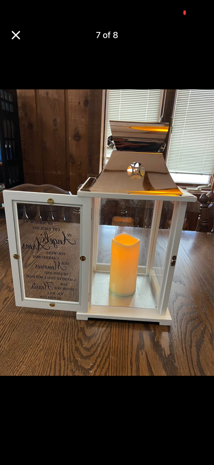 Memorial Lantern White with Copper Top – Gift, Sympathy, or Funeral