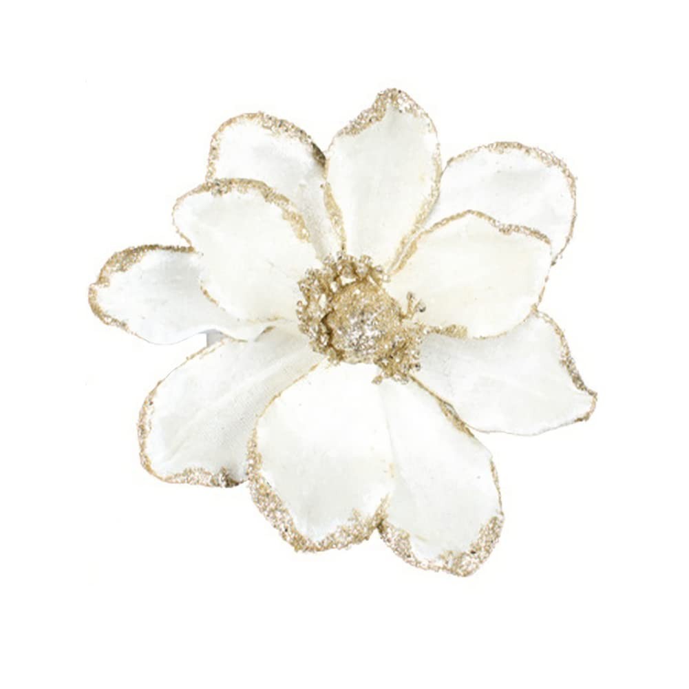 10 PCS Glitter Artificial Flower Christmas Tree Wreath DIY White A