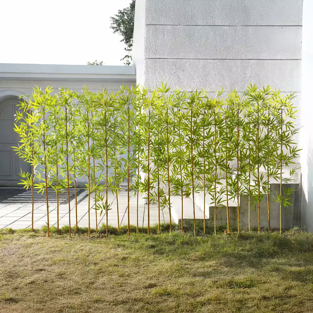 6 Ft. Artificial Bamboo Tree 24 Pack Fake Plant with Silk Leaves Real Wood Trunk