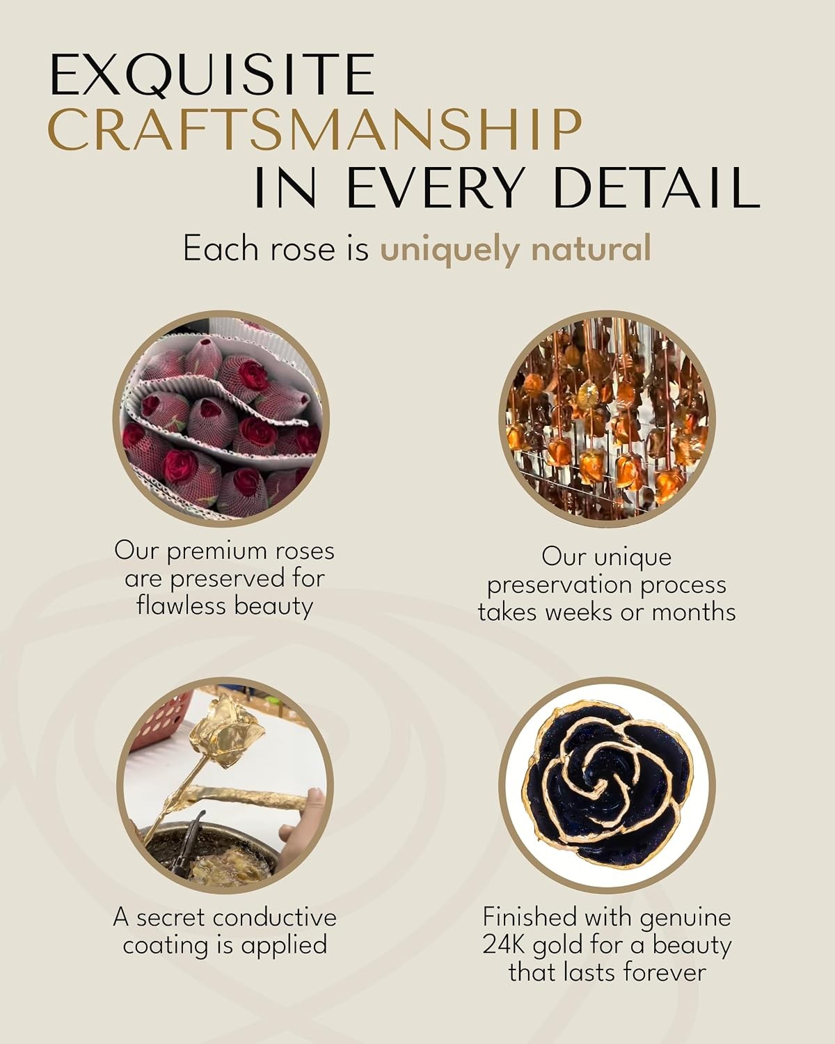 Real Galaxy Rose Dipped in 24K Gold with Gold-Trimmed Petals and Stem