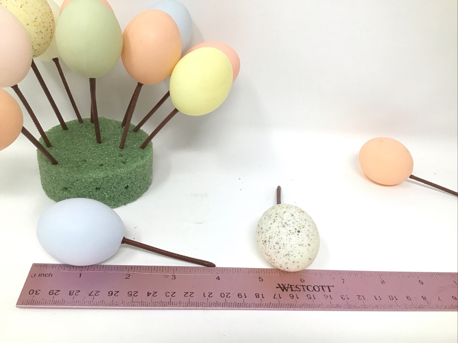 Lot of 13 Pastel & Speckled Easter Egg Floral Picks Plastic 4” Picks Vintage