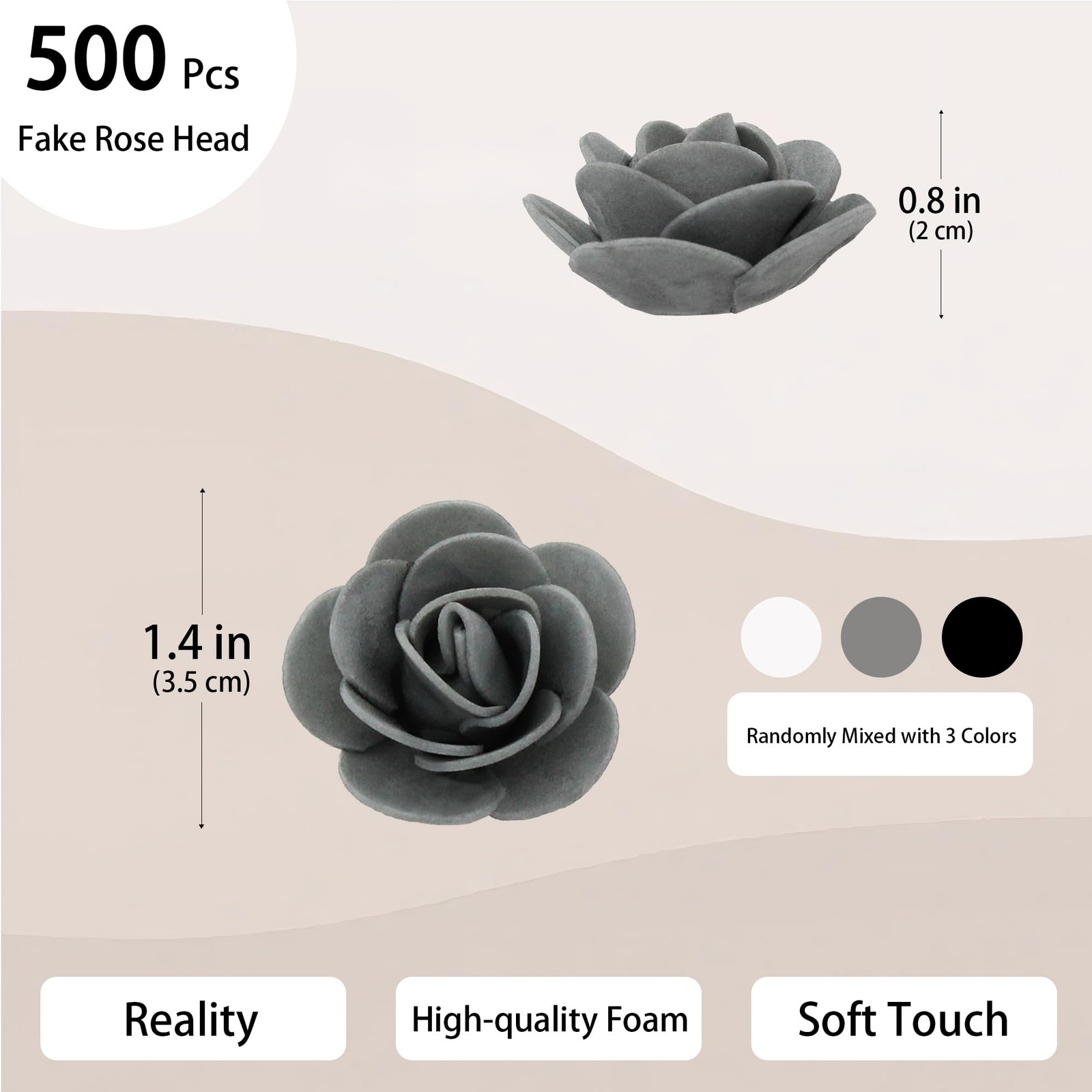500 Pcs 1.4 Inch Mini Artificial Flowers Head Bulk 5 in 1 Set Faux Foam Fake …