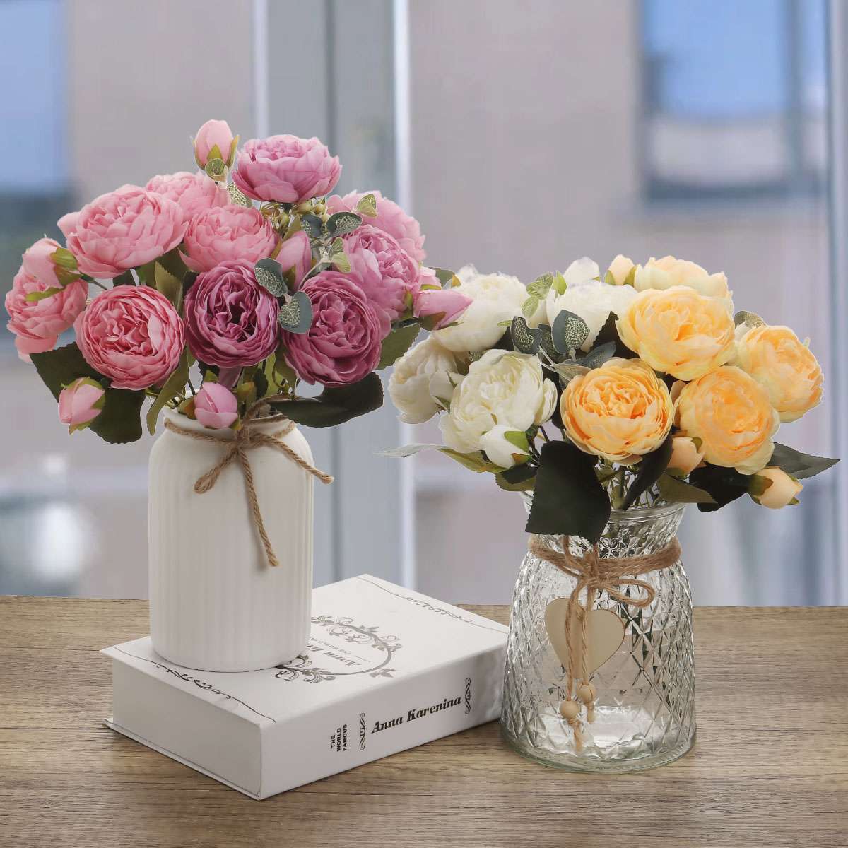 1-4PACK Silk Peony Artificial Flowers Wedding Bouquet Home Party Outdoor Decor