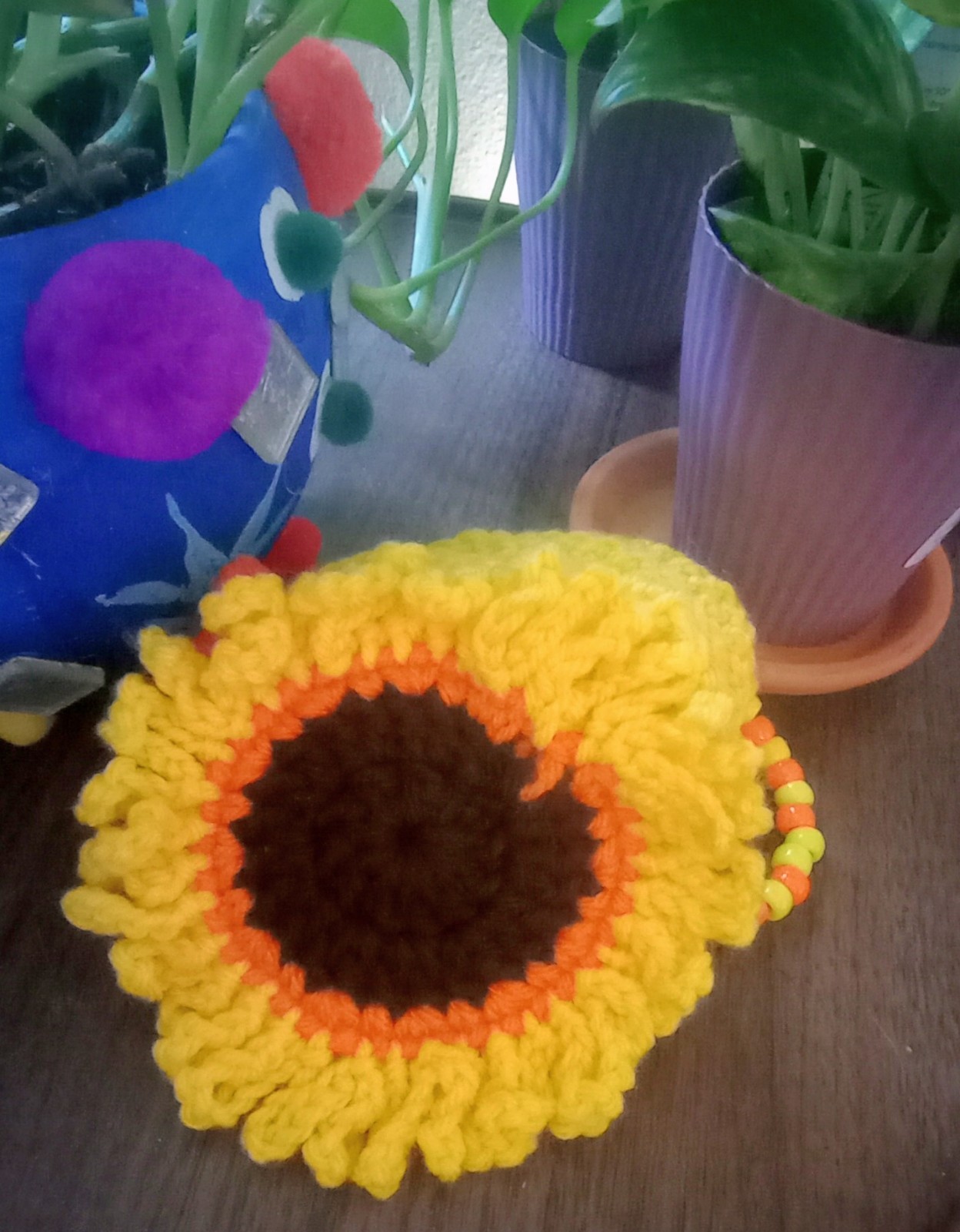Crochet Sunflower Spinner Home and Garden Decor