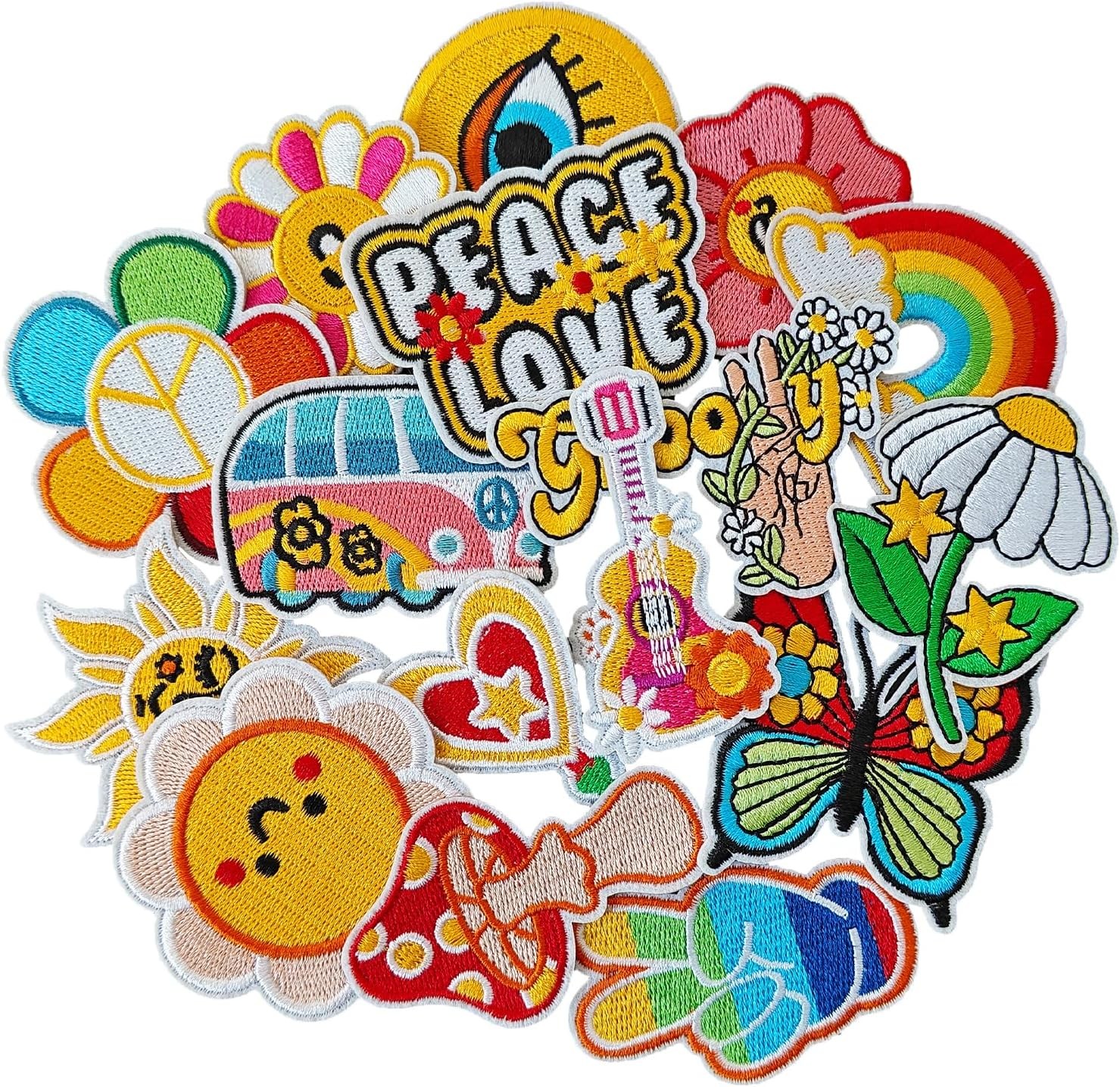 42PCS Flower & Butterfly Iron on Patches, Sew on Embroidered Applique Flower & B