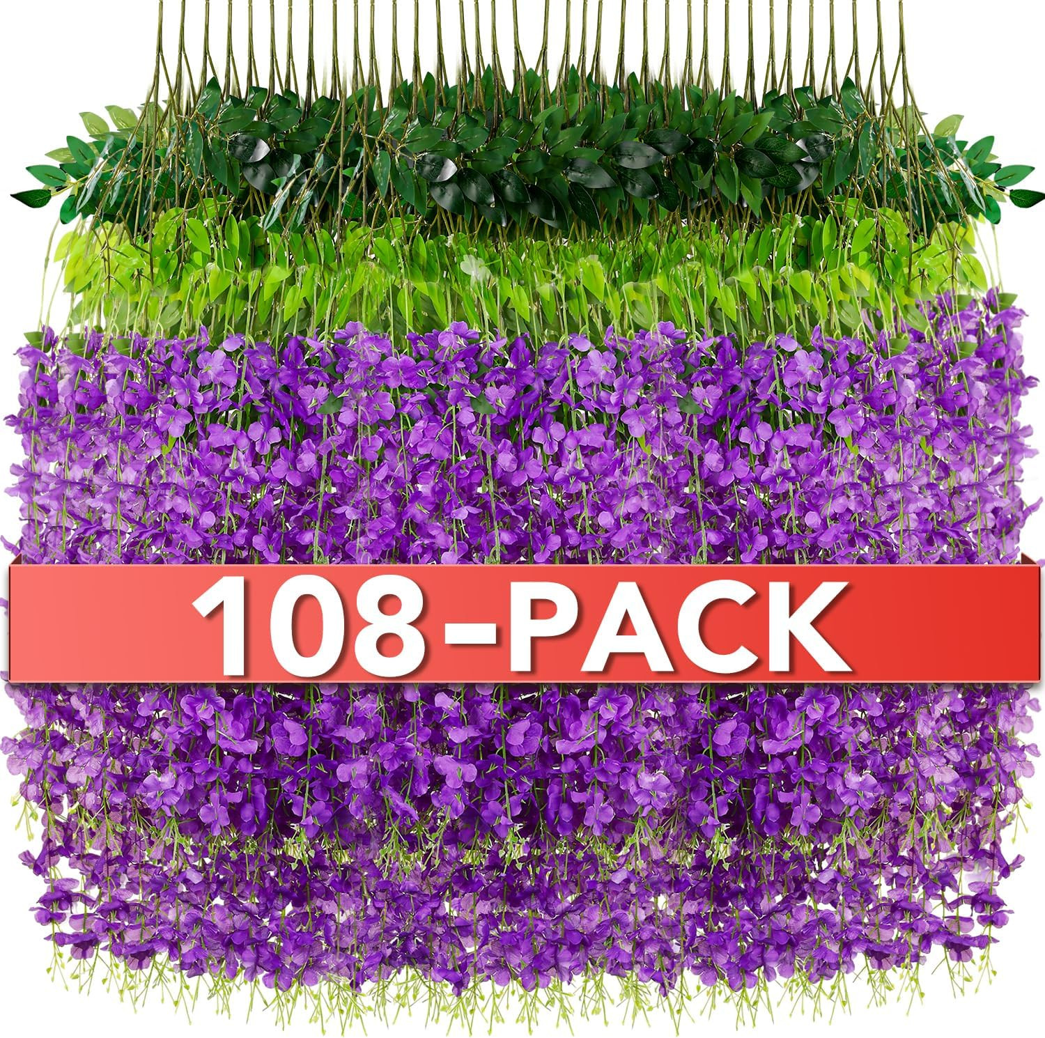 Purple Wisteria Hanging Flowers Garland – 3.6ft Artificial Floral Decor