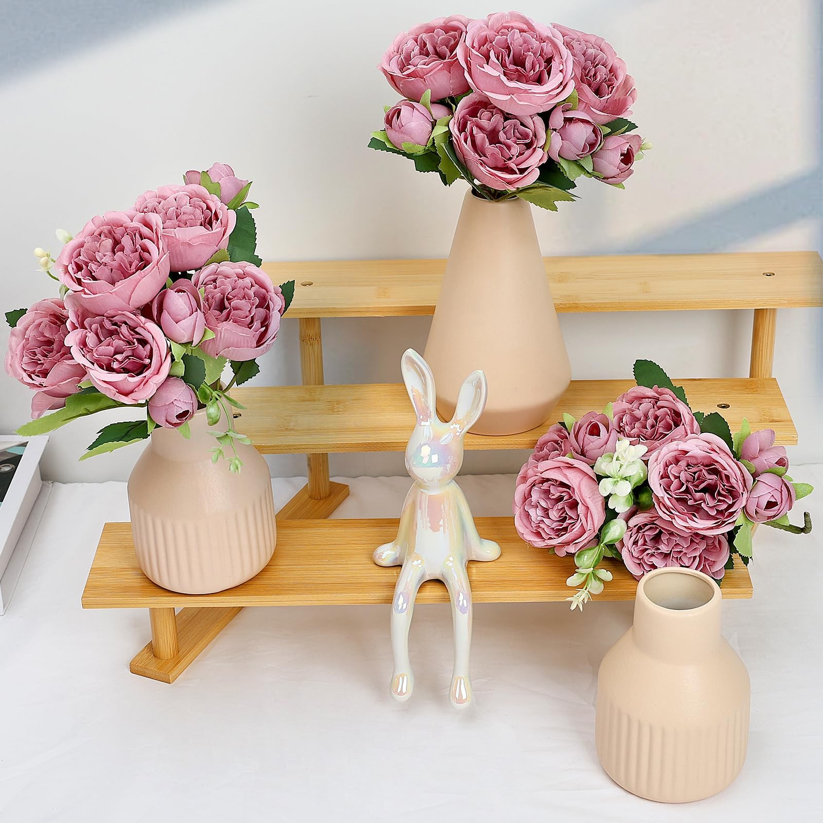 Flower Table Centerpiece – Dining Table Centerpiece Decor Set of 3 Fake Peoni…