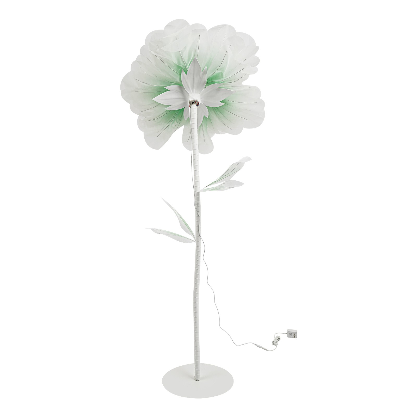 Auto-Open Artificial Flower with LED Light Green Floral Decor For Wedding Party