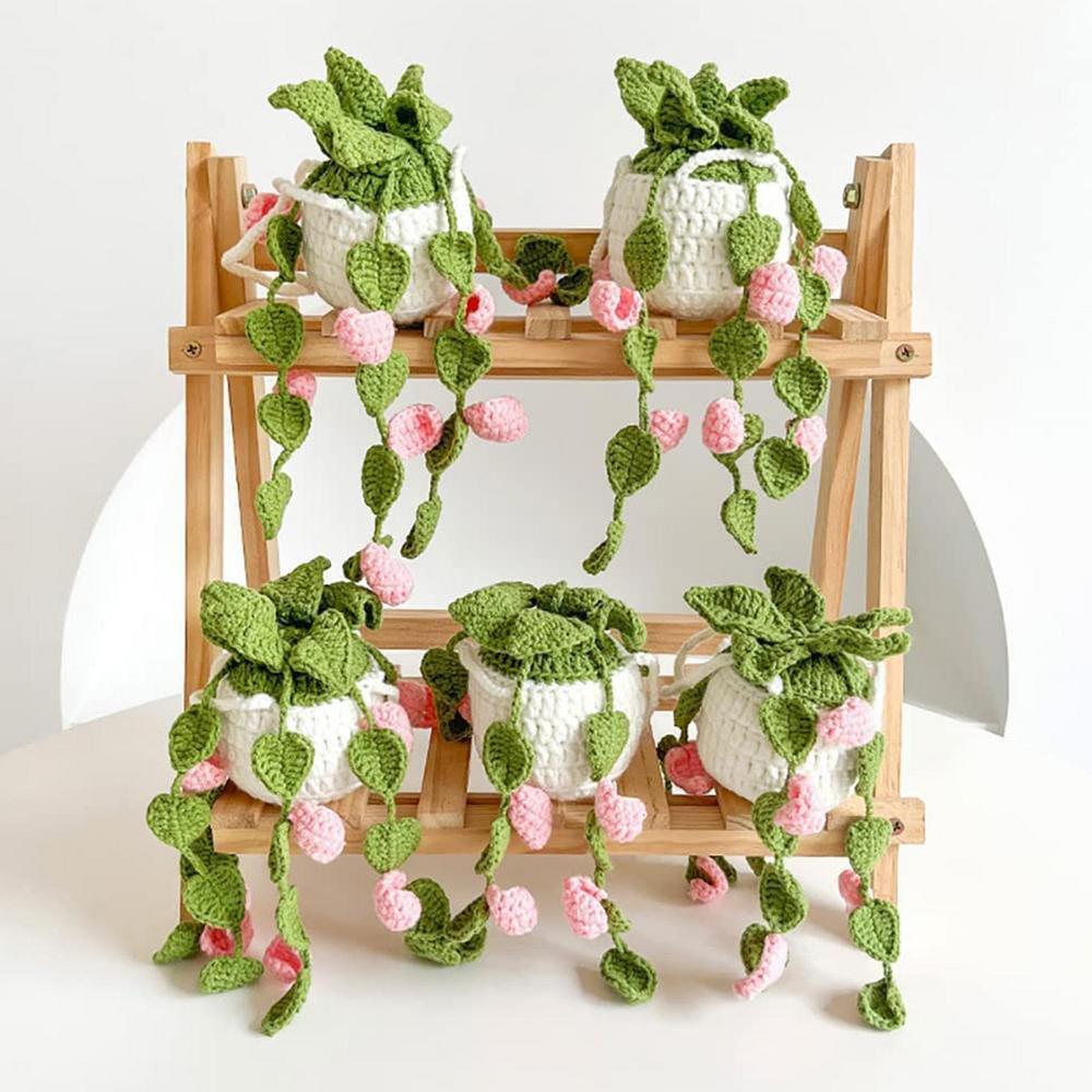 Hanging Car Crochet Handmade Succulent Pot Plant Ornaments Interior Accessories