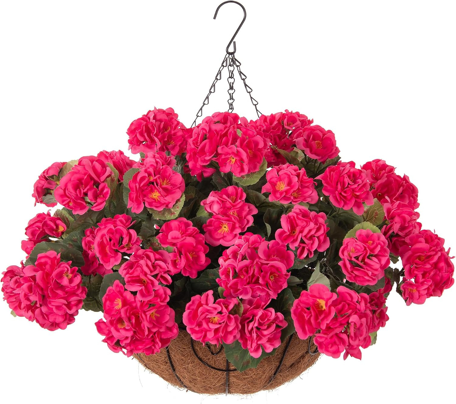 UV Resistant Artificial Geraniums Hanging Basket for Outdoor Decoration