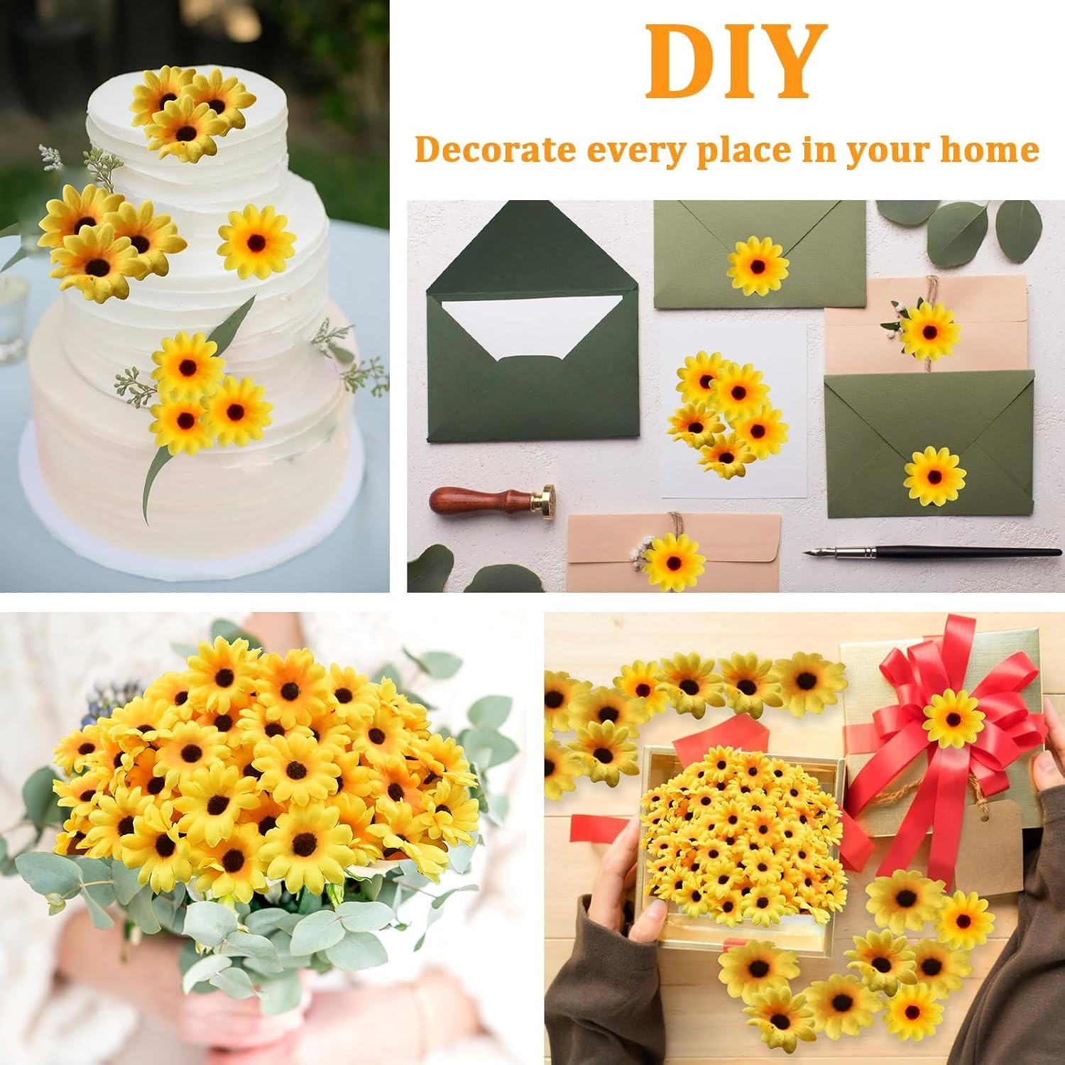 120Pcs Silk Artificial Gerbera Daisy Heads, 1.5 Inch Fabric Fake Chrysanthemum