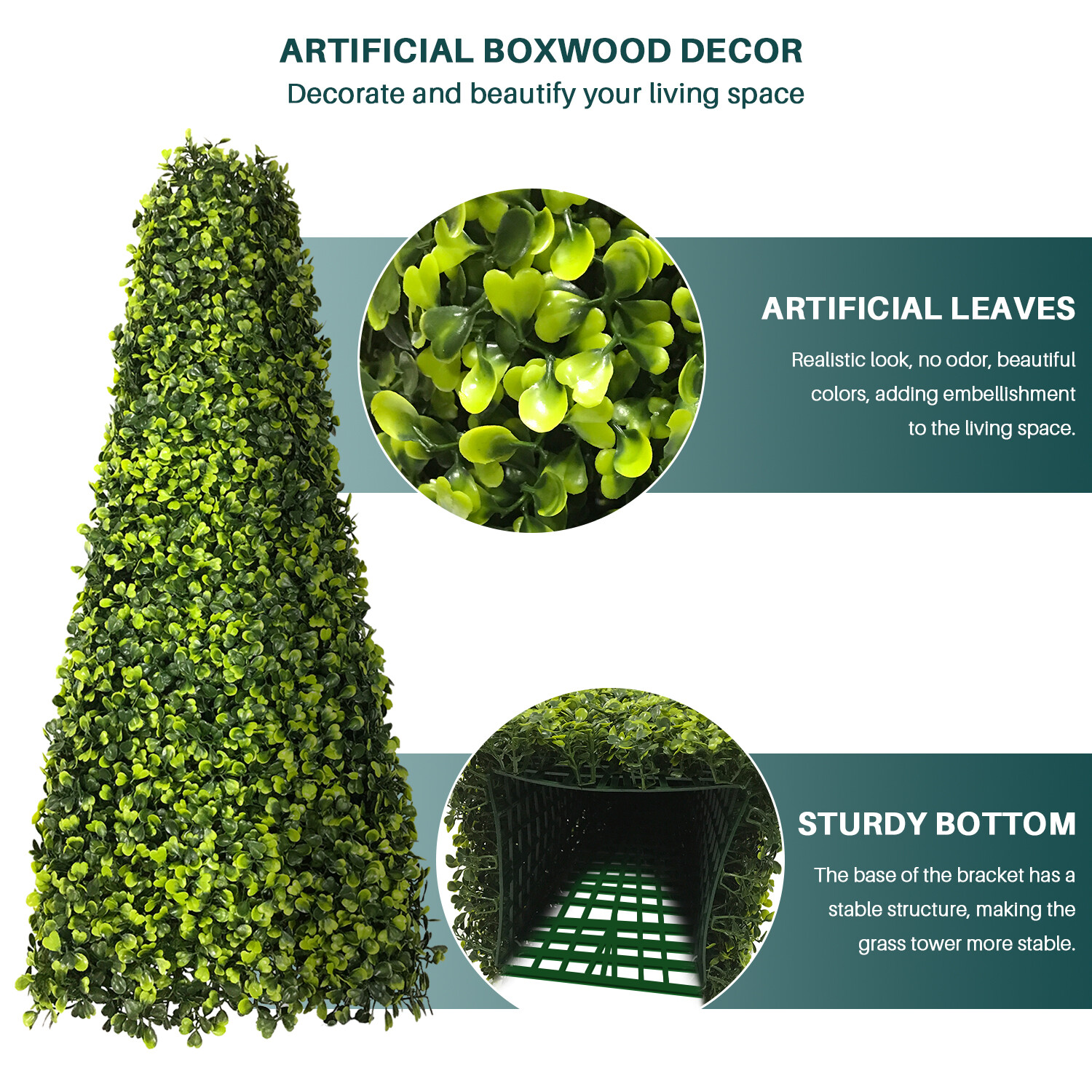 25.6” Artificial Boxwood Tower Faux Topiary Tree Home Garden In/Outdoor Decor