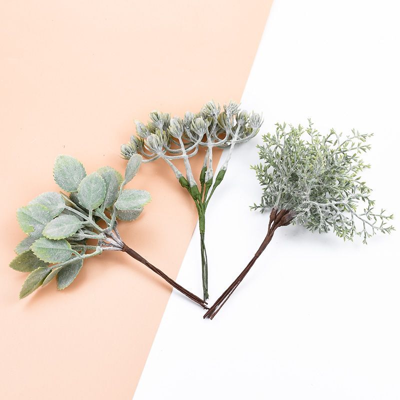 6PCS Artificial Plants Plastic Leaves Scrapbooking Art Accessory DIY Decoration
