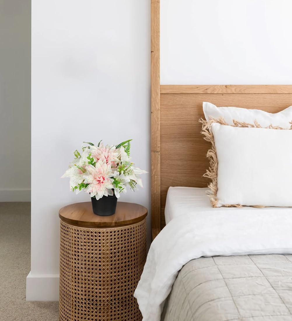 Pink Artificial Flowers Small Fake Flowers in Vase Peonies Dahlia Tiger Lily …