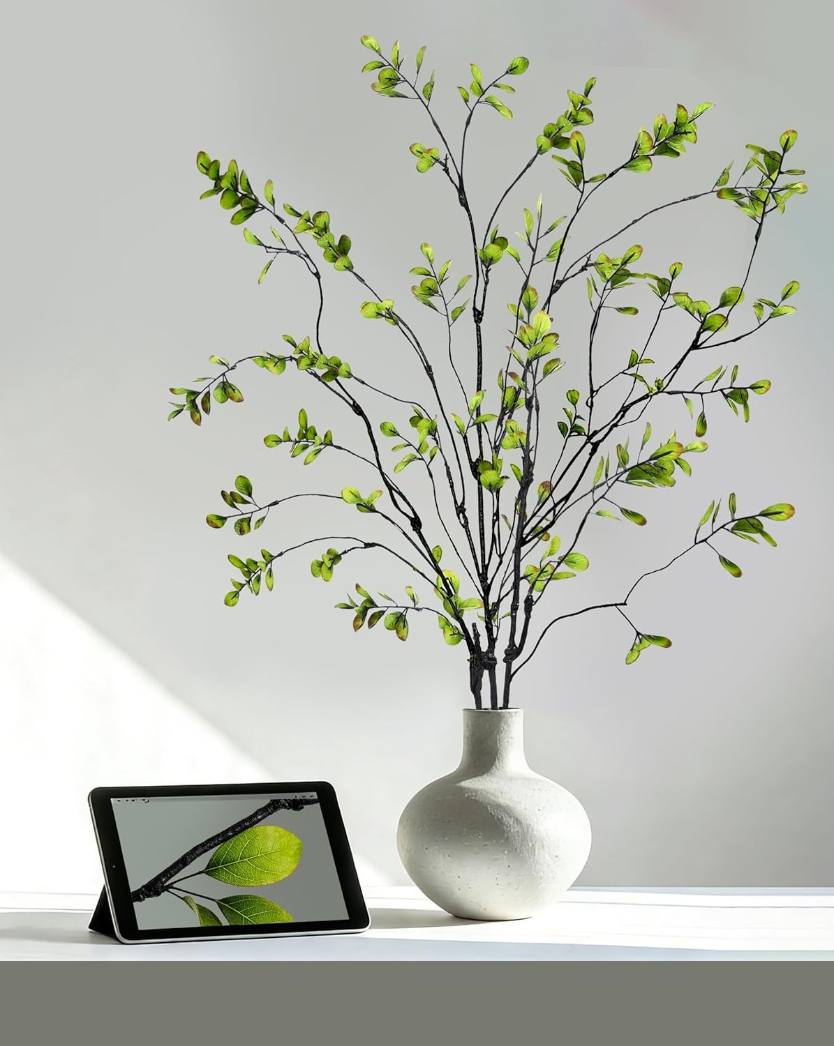 Artificial Ficus Branches Faux Eucalyptus Stems 47″ Tall Fake Greenery 3pk