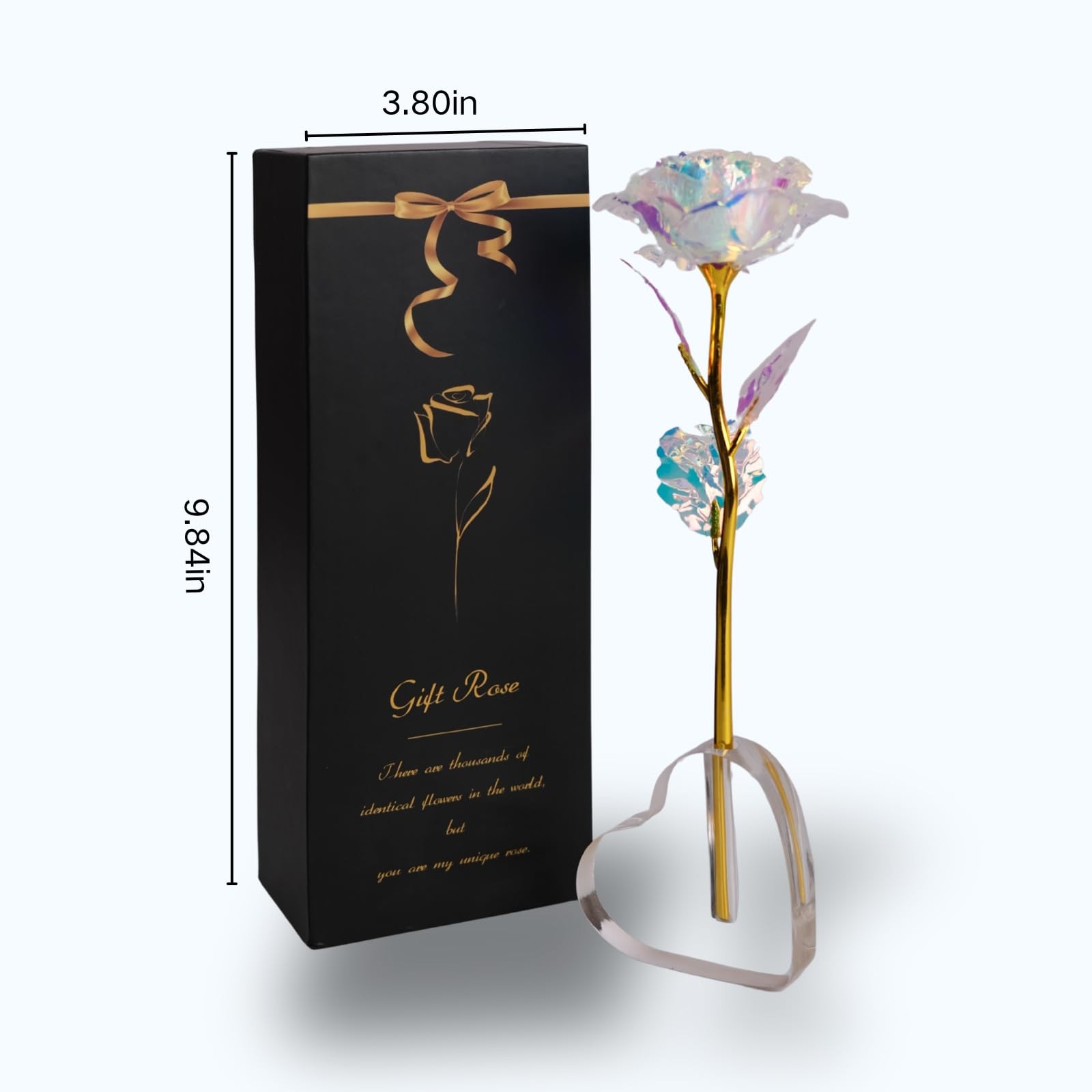 Eternal Rose Gift Set for Women – Galaxy Rose Glass Flowers with Heart-Shaped…