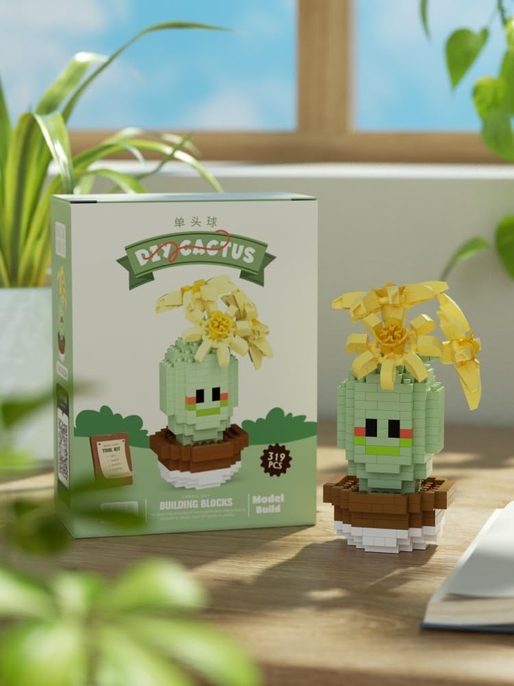 Single Cute Cactus Succulent Plant Bonsai Building Toy | Mini potted blocks p…