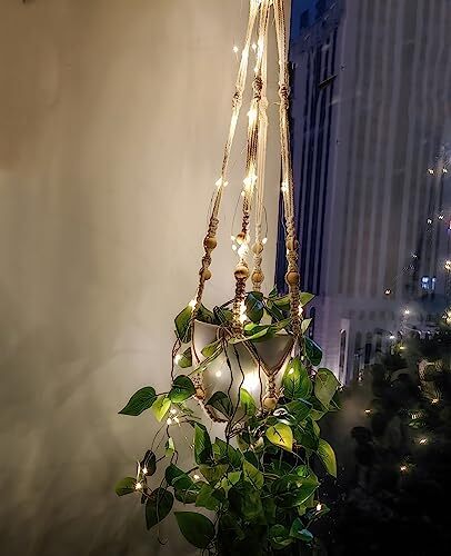 Fake Hanging Plants Artificial Plants for Home Decor Macrame Fake Plants NO LED
