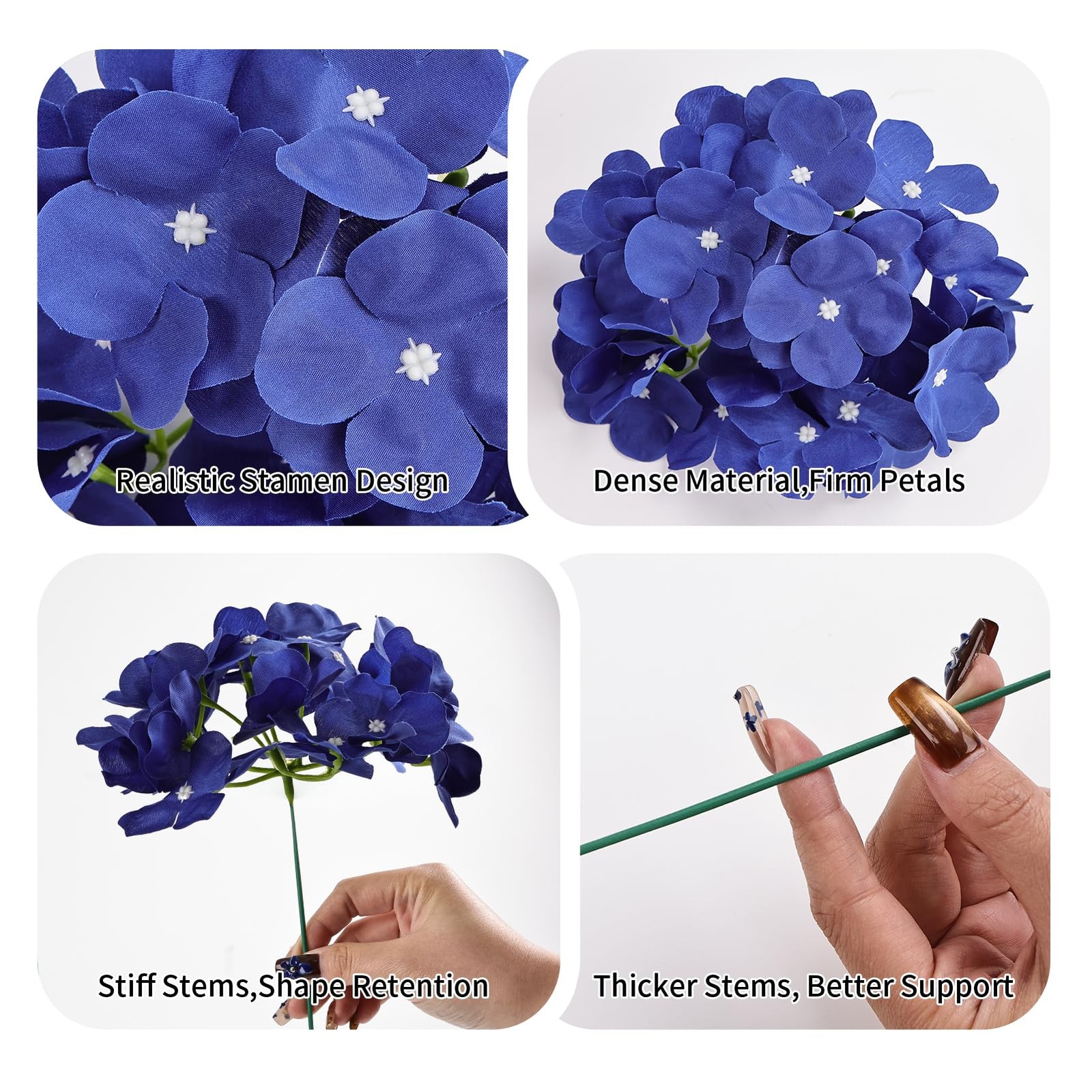 10pcs Hydrangea Artificial Flowers Bulk Heads with Stems Fade-Resistant Reusa…