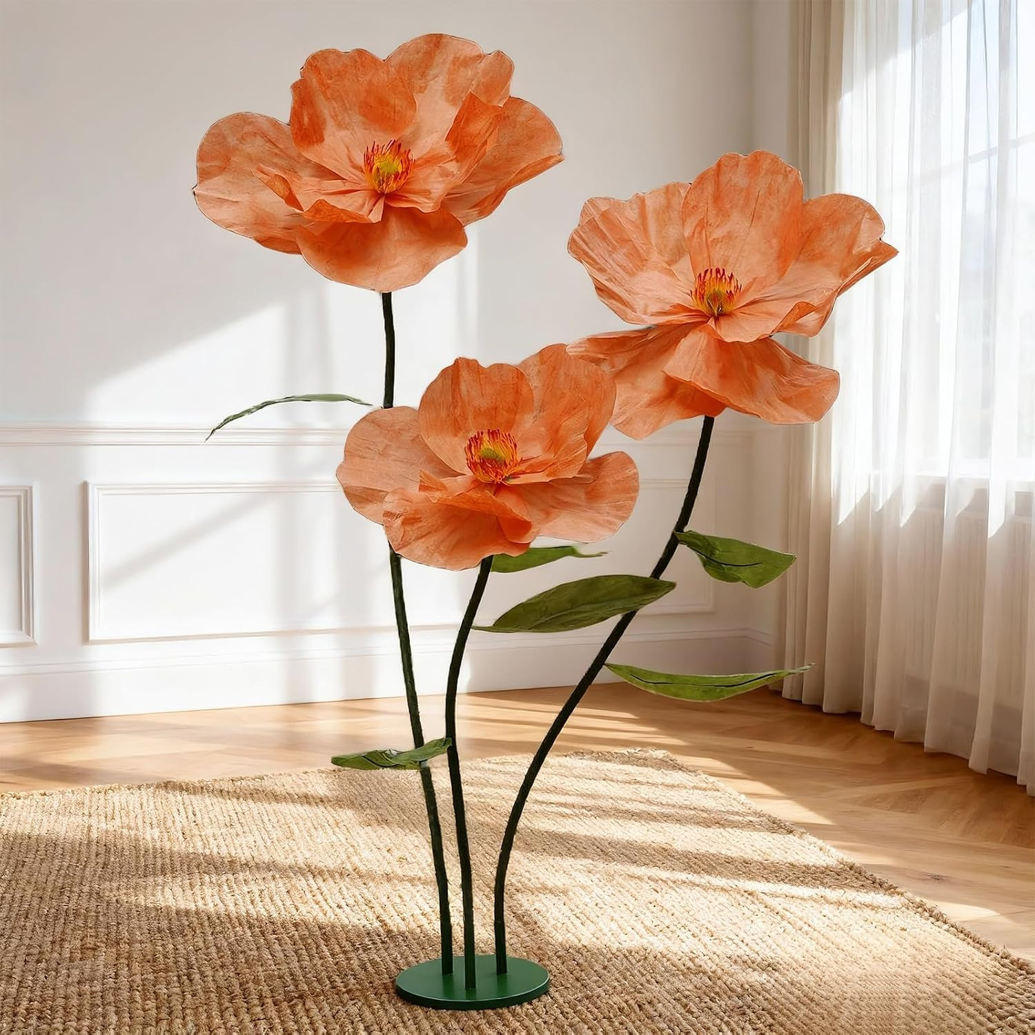 Giant Poppy Artificial Flowers with Stand,Large Gradient Paper Flowers,Waterproo