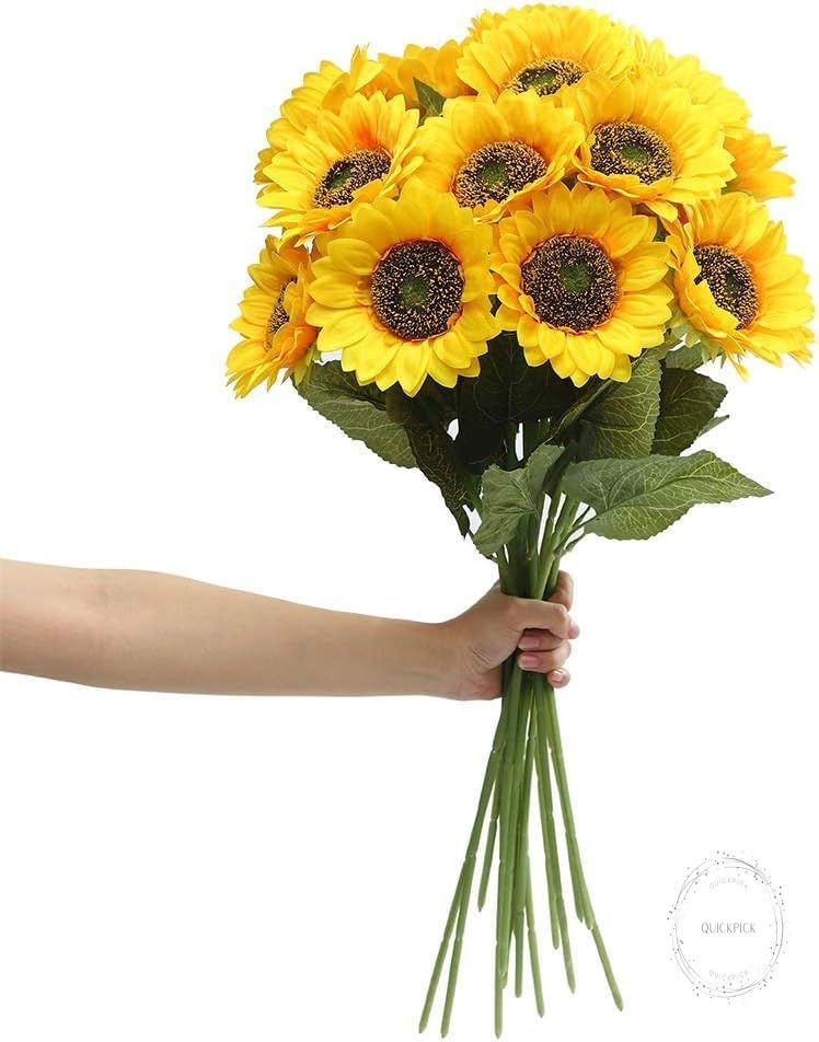 Artificial Sunflower Flowers Long Stem Silk Fake Large Sunflowers Decoration for
