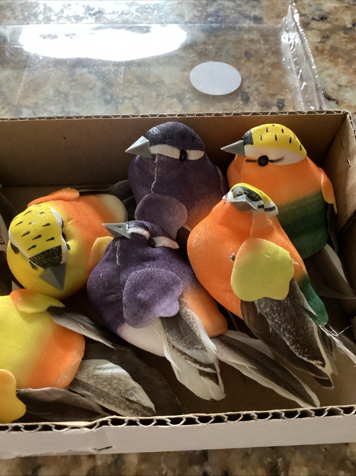 Artificial Foam & Feather Mini Birds 3” DIY Crafts Decorations Set Of 12 NIB