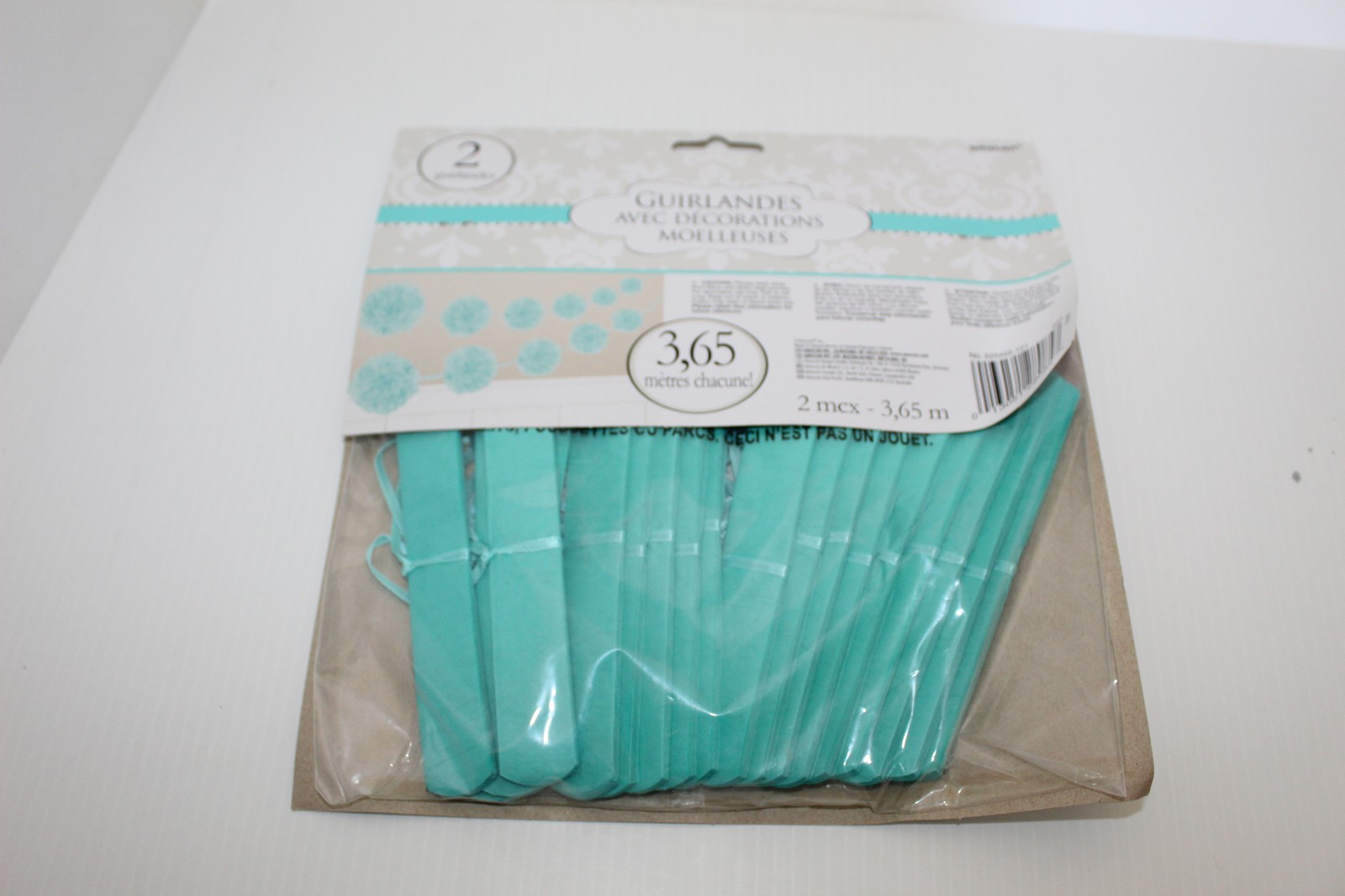 Amscan Fluffy Pom Pom Garlands Aqua Blue Tissue Paper Party Decor 2x 12ft NEW
