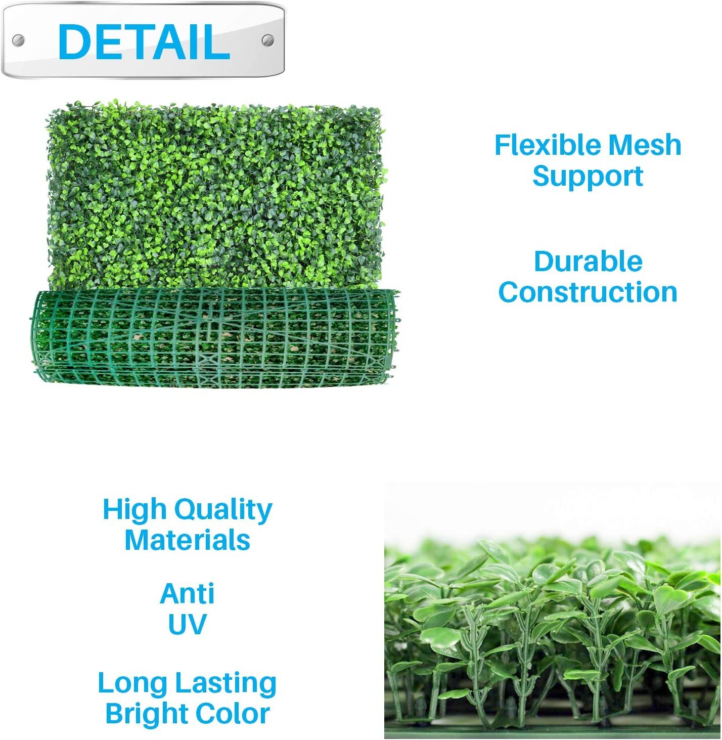 20″x20″ Artificial Boxwood Hedge Panel Double Color Lvy Leaf Fence Indoor Decor