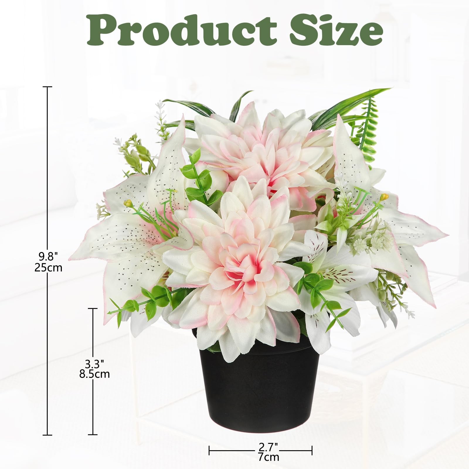 Pink Artificial Flowers Small Fake Flowers in Vase Peonies Dahlia Tiger Lily …