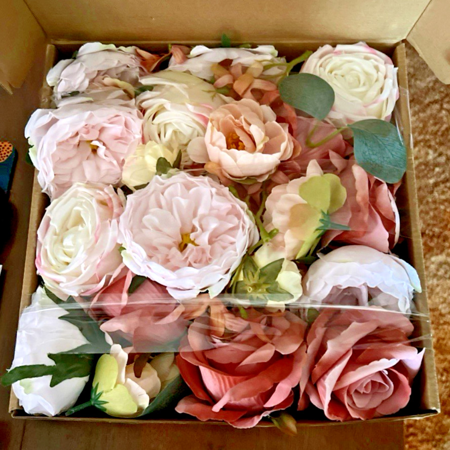 Peonies Artificial Flowers Pink Silk Roses Blush Pink, Peach, Cream 8″ Stems